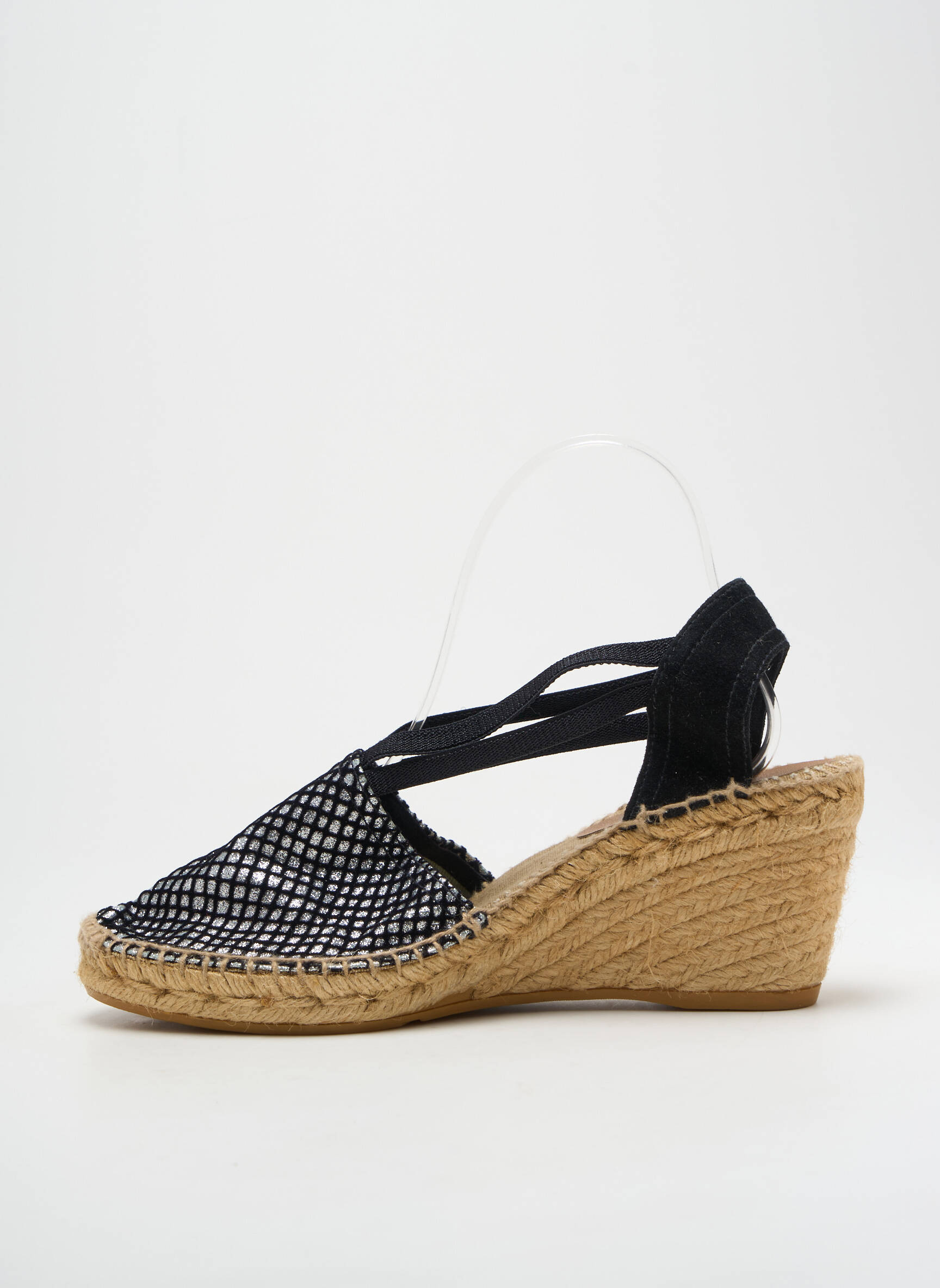 Espadrilės satino audinys kulnas nuo 7 iki 9 cm juodas MONTANE moteris