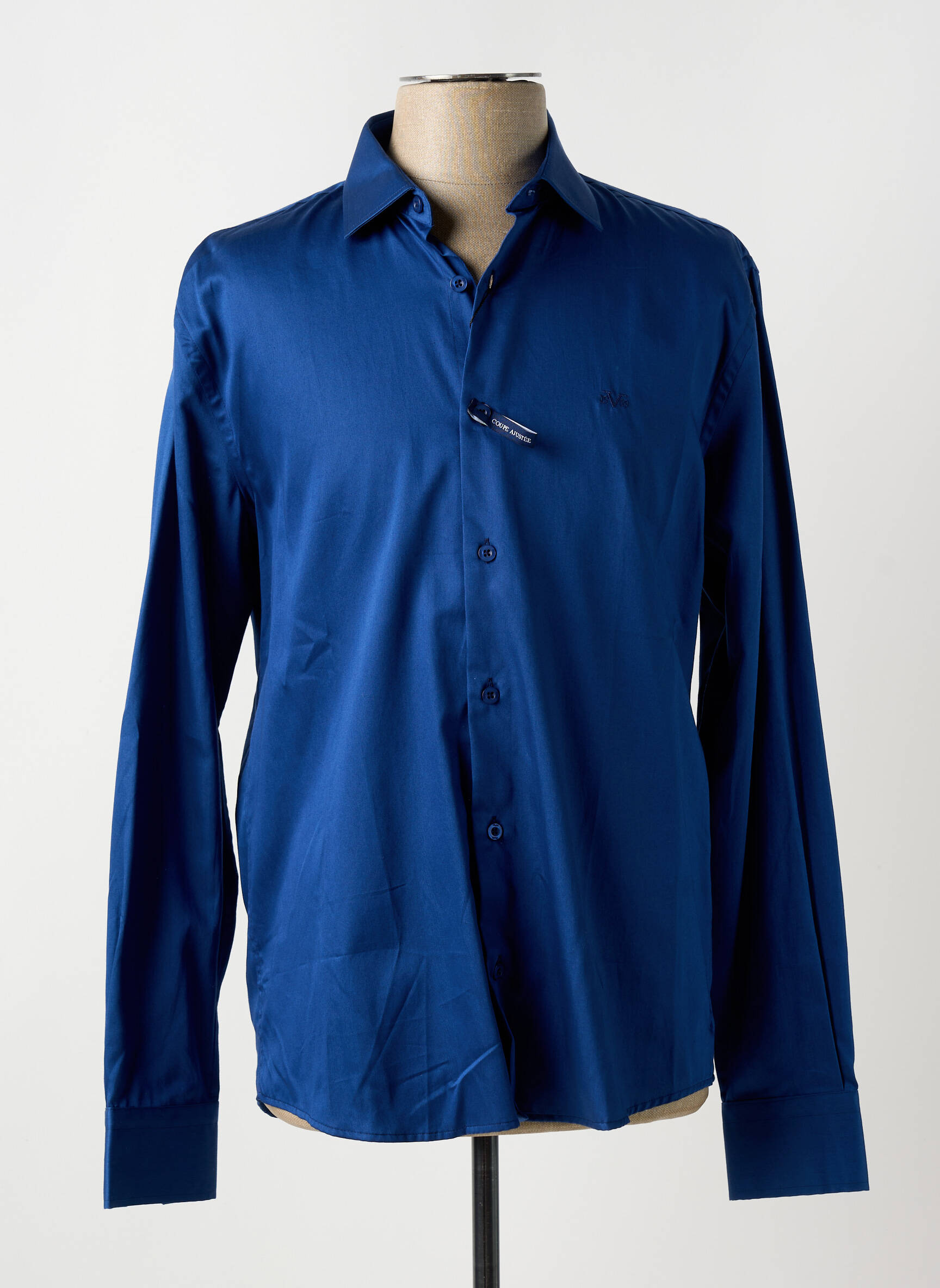 Ilgomis rankovėmis marškinys centrinė iškirptė mėlyna VERSACE 1969 ABBIGLIAMENTO SPORTIVO SRL vyras