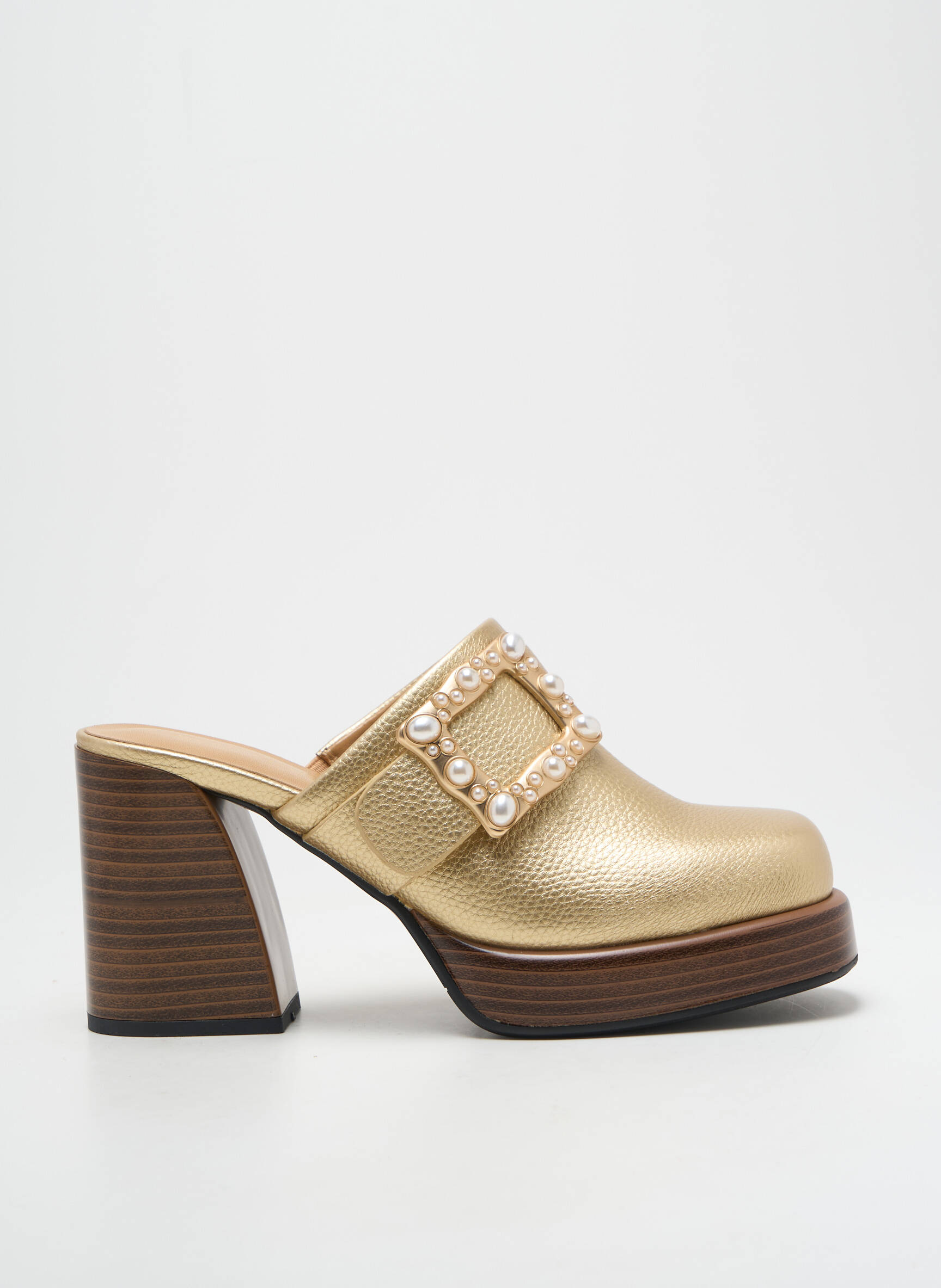 Mule/sabotai lygus audinys kulnas nuo 7 iki 9 cm auksas NOA HARMON moteris