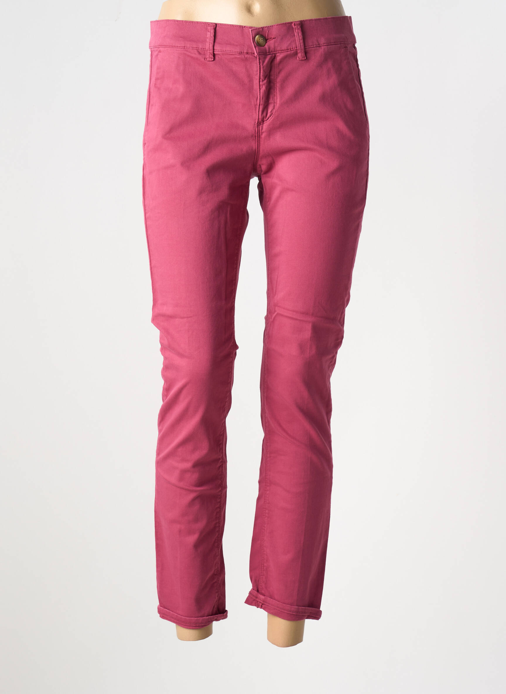 Chino kelnė popelinos audinys, kuris pasižymi lygiu ir tankiu paviršiumi. normala dydis violetinis HAPPY moteris