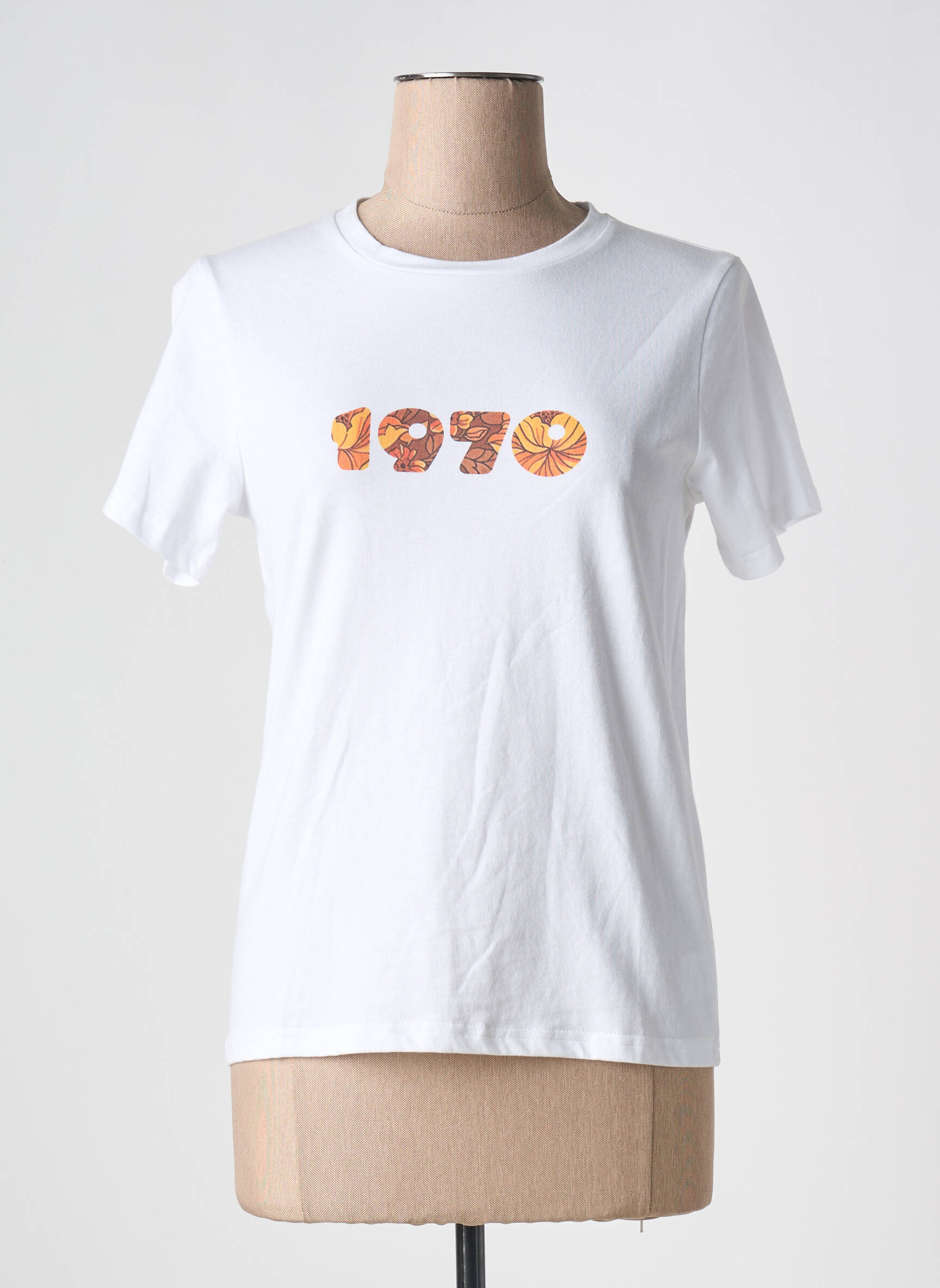 T-marškinys floqué serigrafija trumpas rankovės baltas DAPHNEA moteris