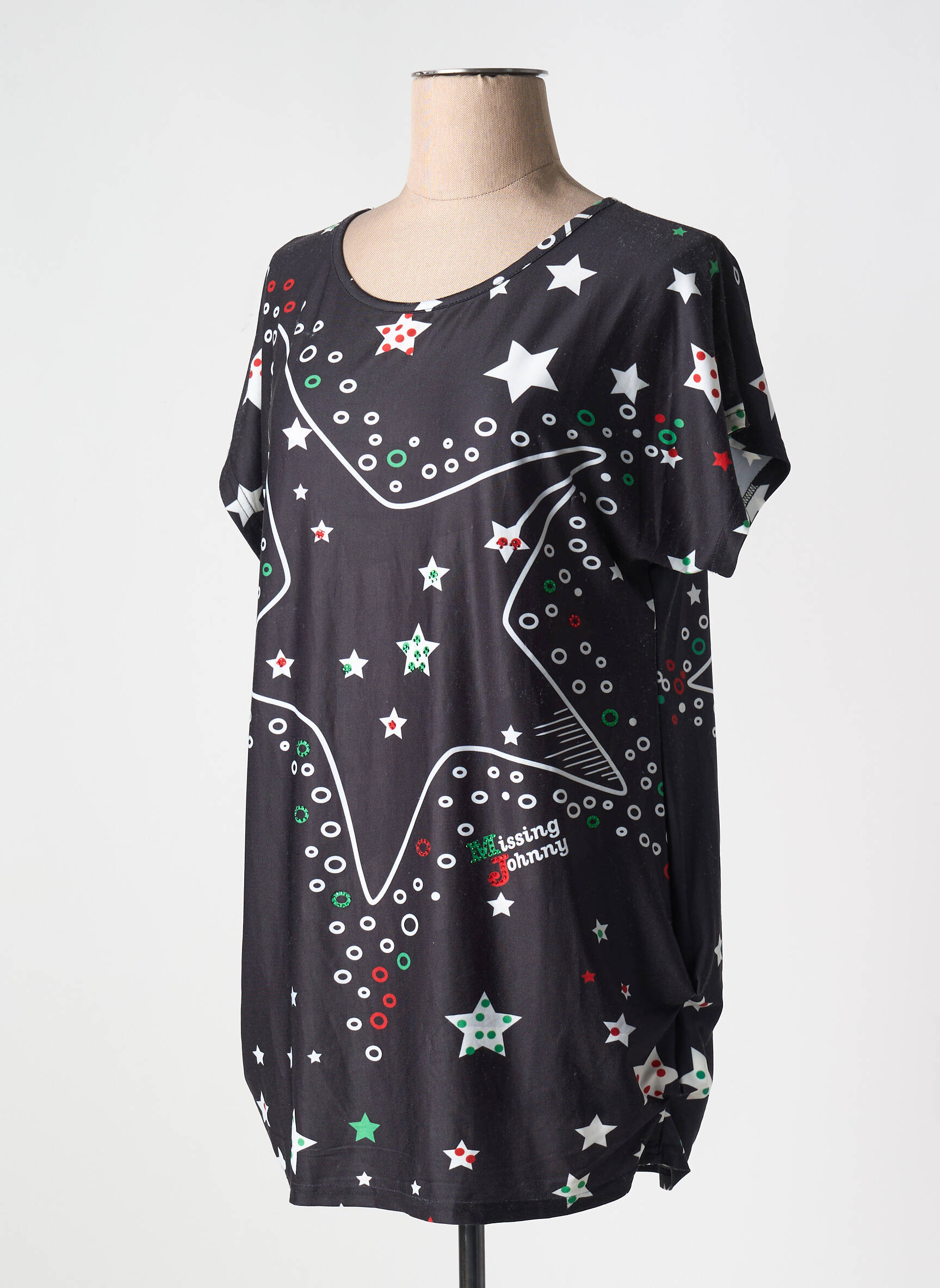 T-marškinys tiesi kirpimas trumpas rankovės juodas MISSING JOHNNY moteris