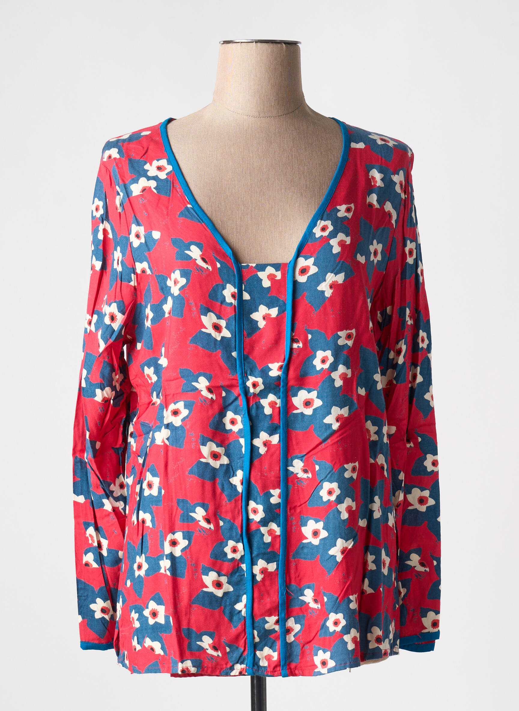Bluzonai popelinos audinys, kuris pasižymi lygiu ir tankiu paviršiumi. ilgos rankovės raudona LA FIANCEE DU MEKONG moteris