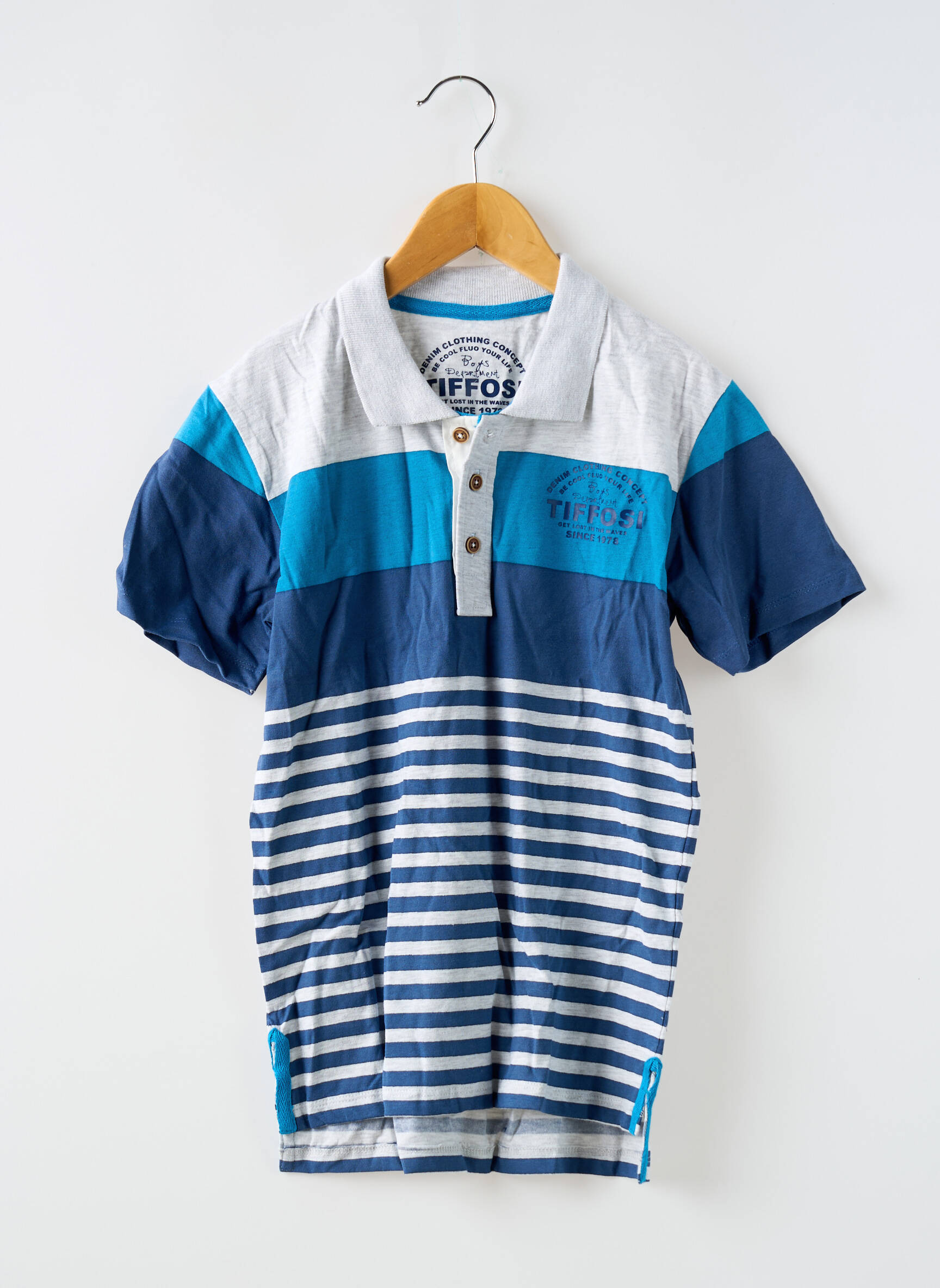 Polo jersey audinys trumpas rankovės mėlyna TIFFOSI berniukas
