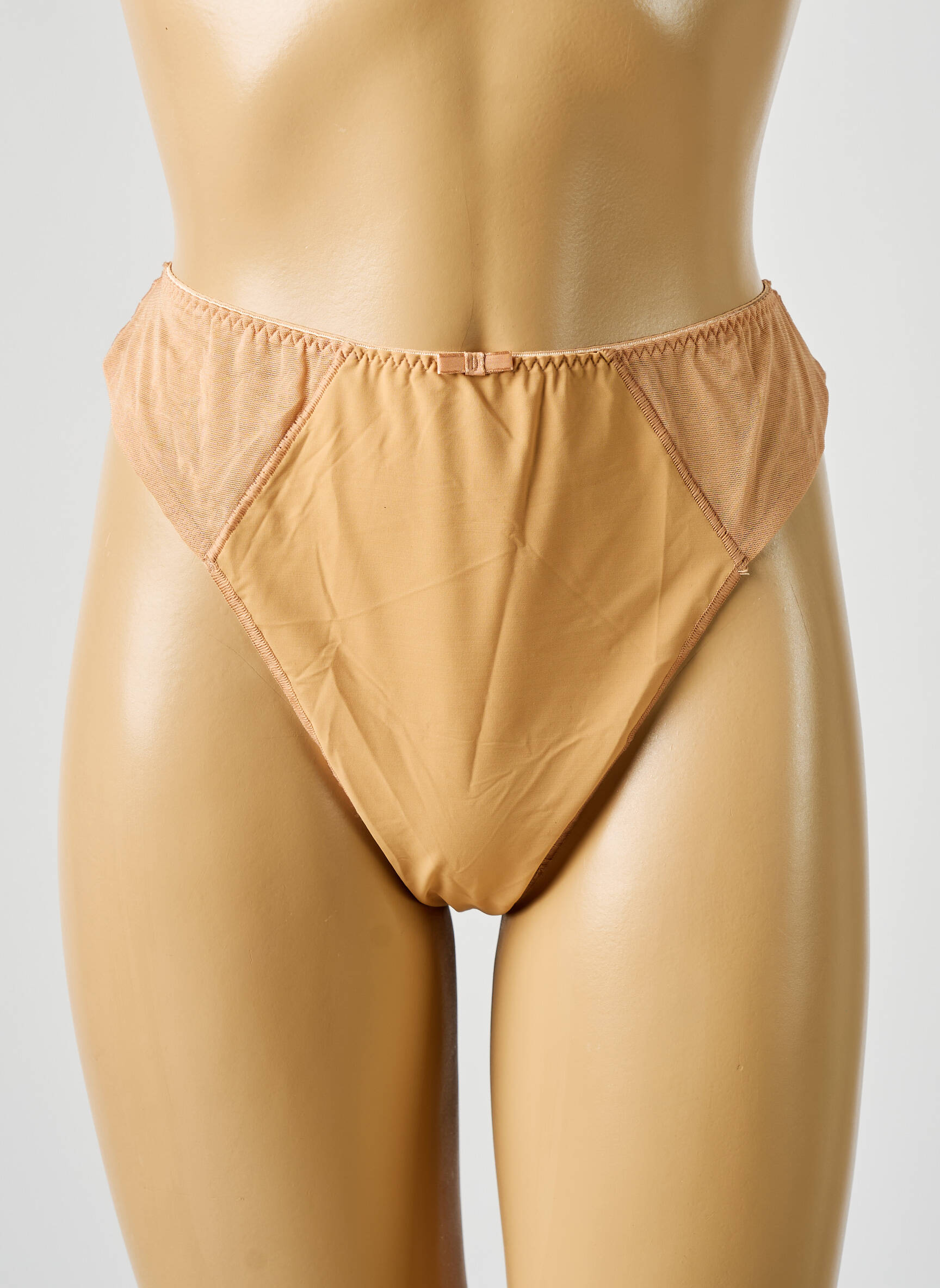 Tanga satino efektas rudas BARBARA moteris