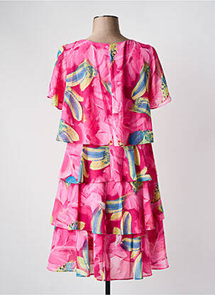 Pusilgių suknelė fantazijos raštas trumpas rankovės rožinė CHARM'S moteris