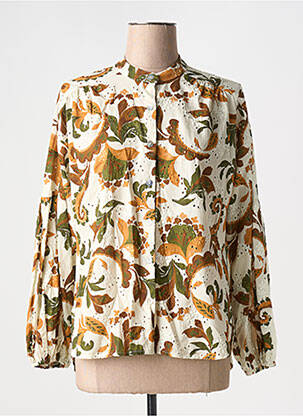 Moteriškas marškinys mao apykaklė ilgos rankovės rudas SCARLET ROOS moteris