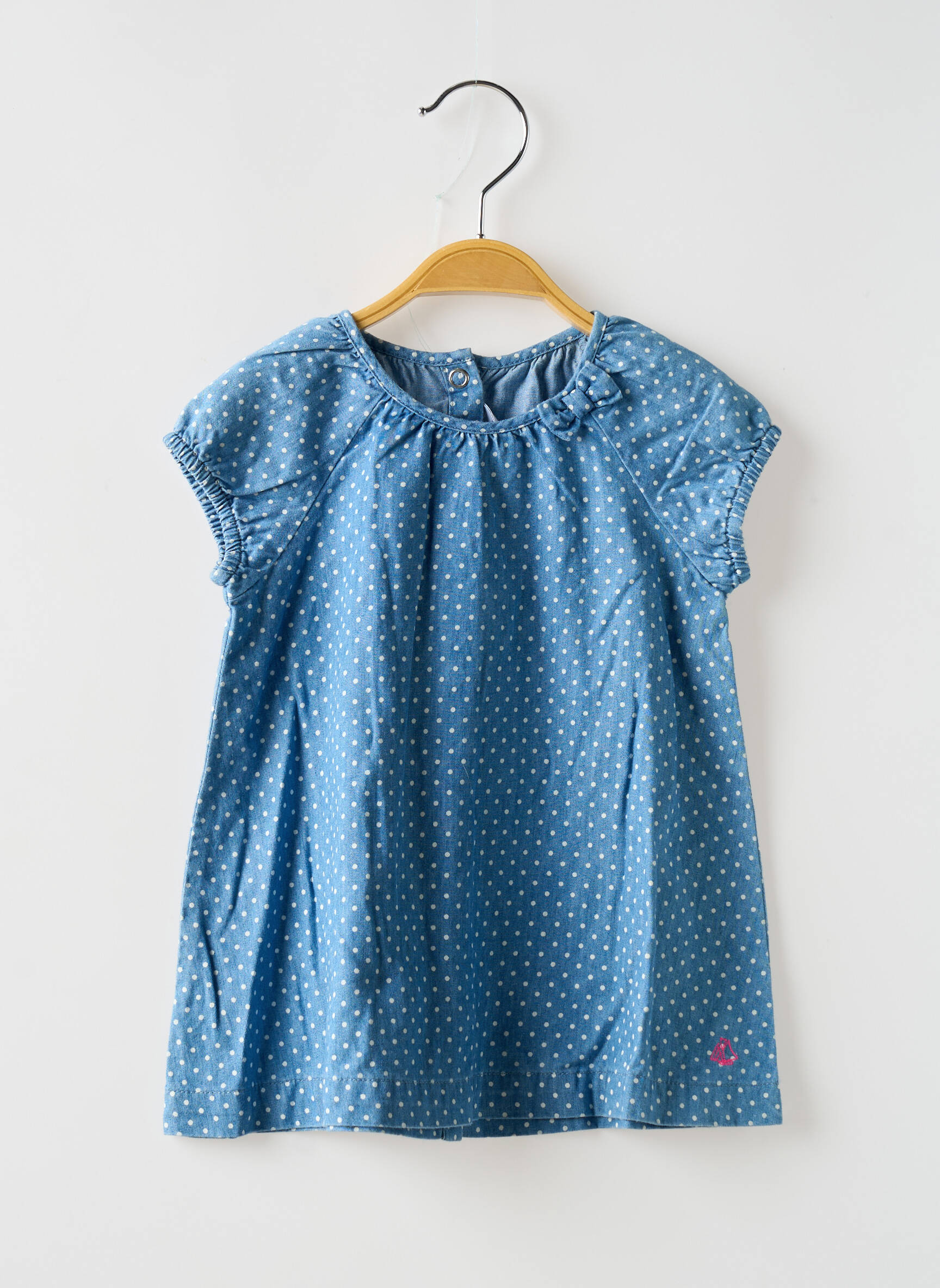 Pusilgių suknelė trumpas rankovės trumpas rankovės mėlyna PETIT BATEAU mergina