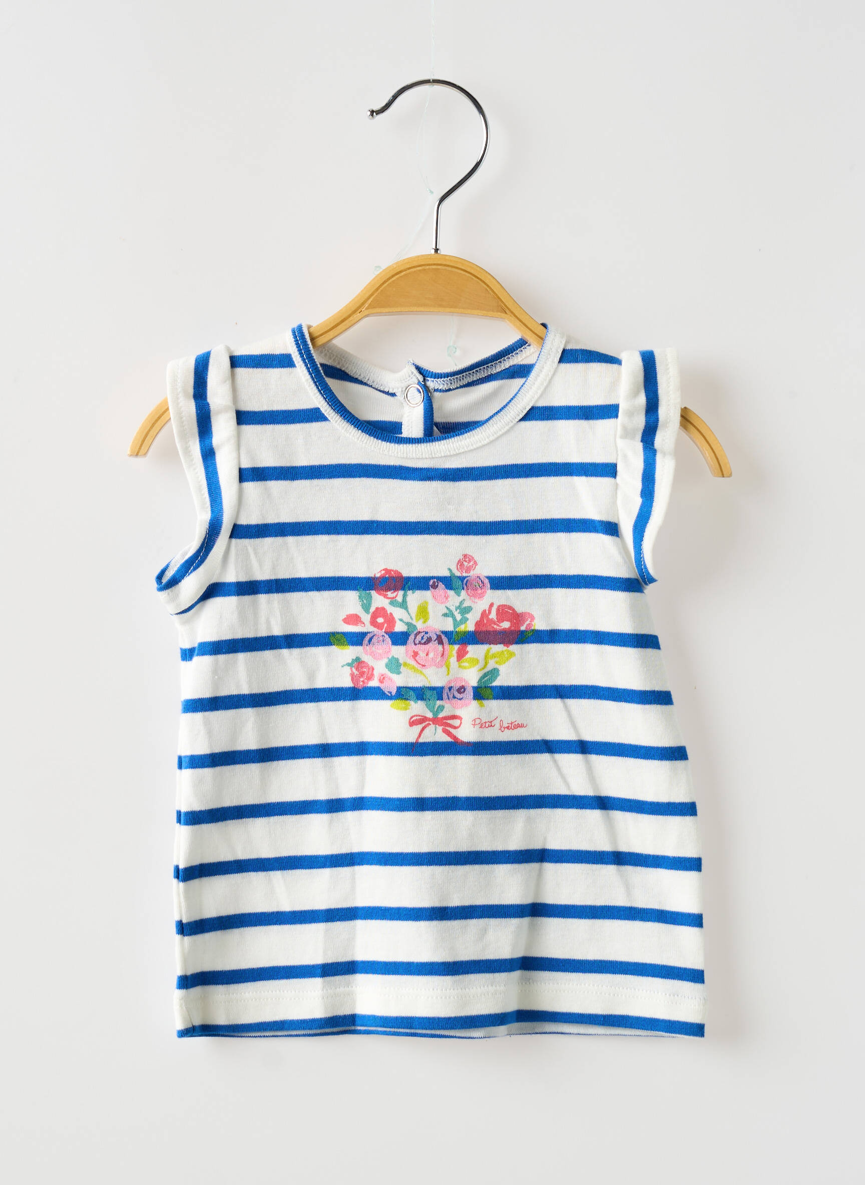 Marškiniai be rankovių tiesi kirpimas be rankų mėlyna PETIT BATEAU mergina