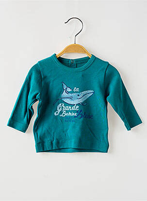 T-marškinys ilgos rankovės ilgos rankovės mėlyna PETIT BATEAU berniukas
