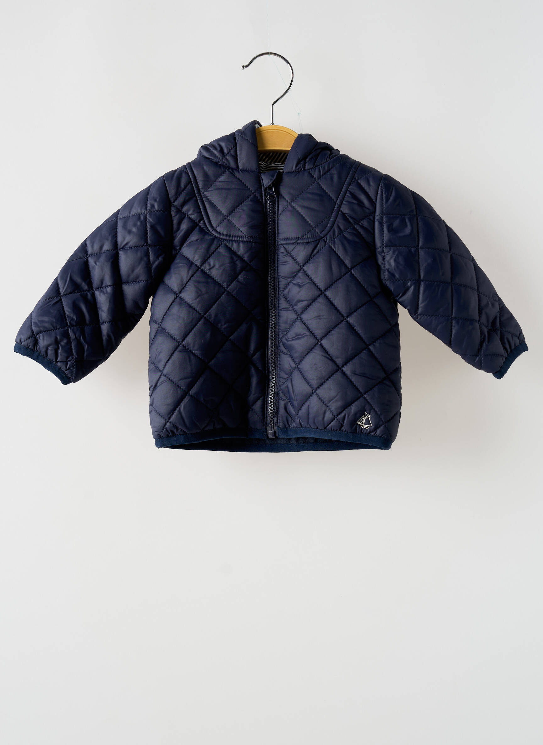 Pūkinė striukė tiesi kirpimas be gobtuvų mėlyna PETIT BATEAU vaikas