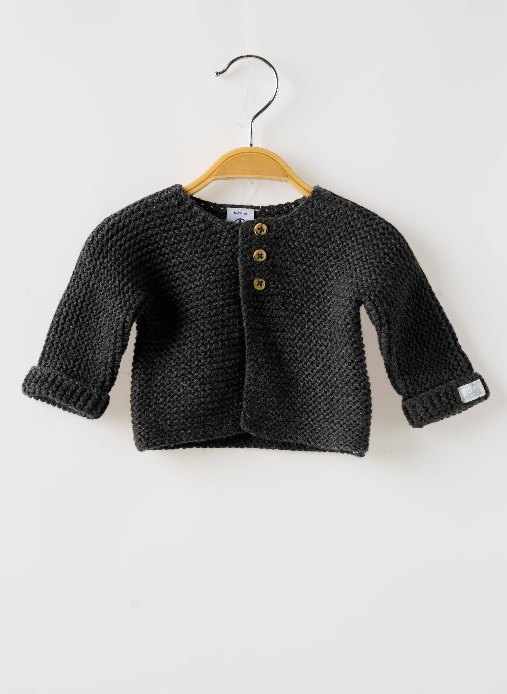 Ilgų rankovių liemenė tiesi kirpimas pilka PETIT BATEAU mergina