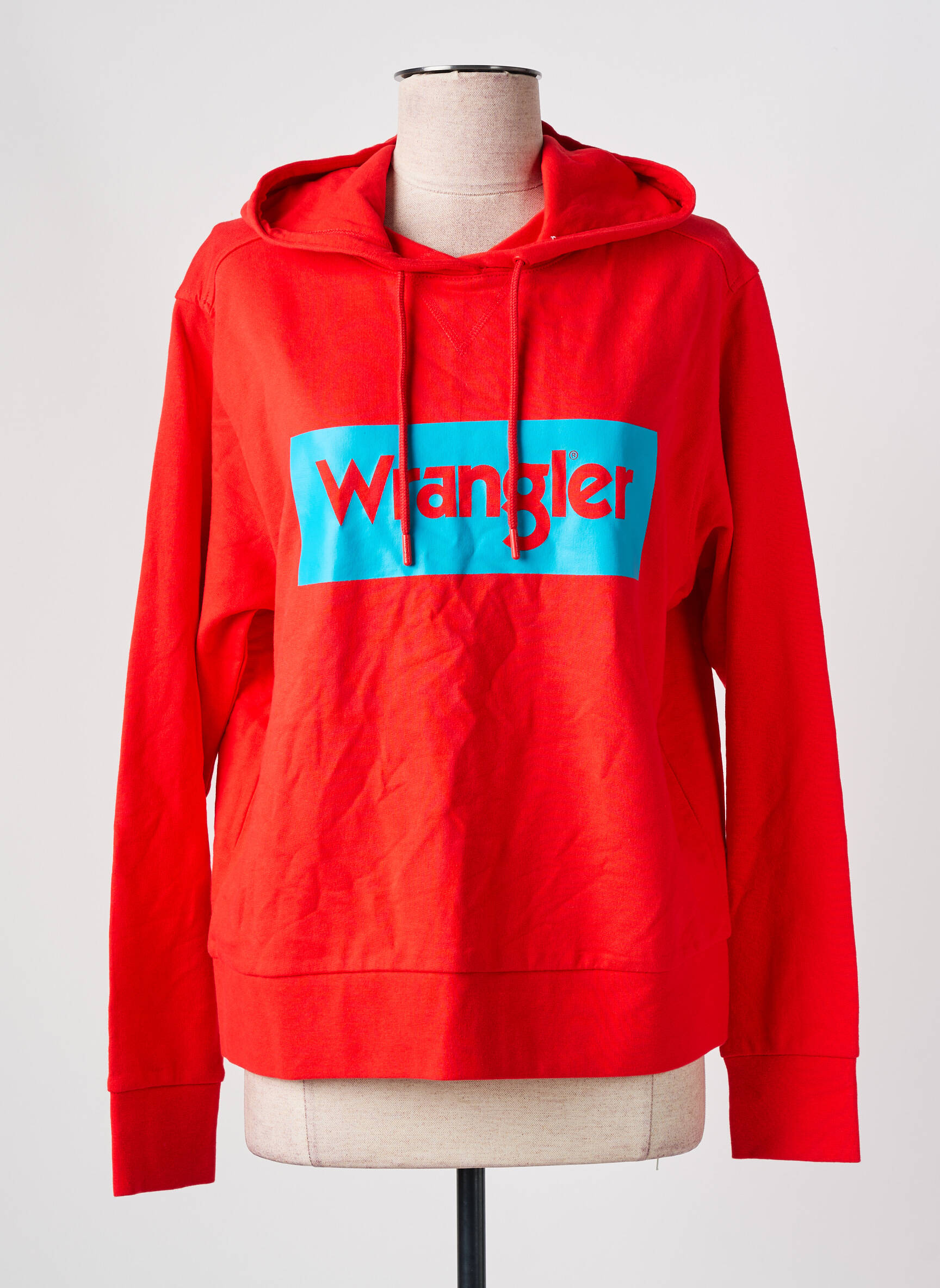 Kapišonas floqué serigrafija ilgos rankovės raudona WRANGLER moteris