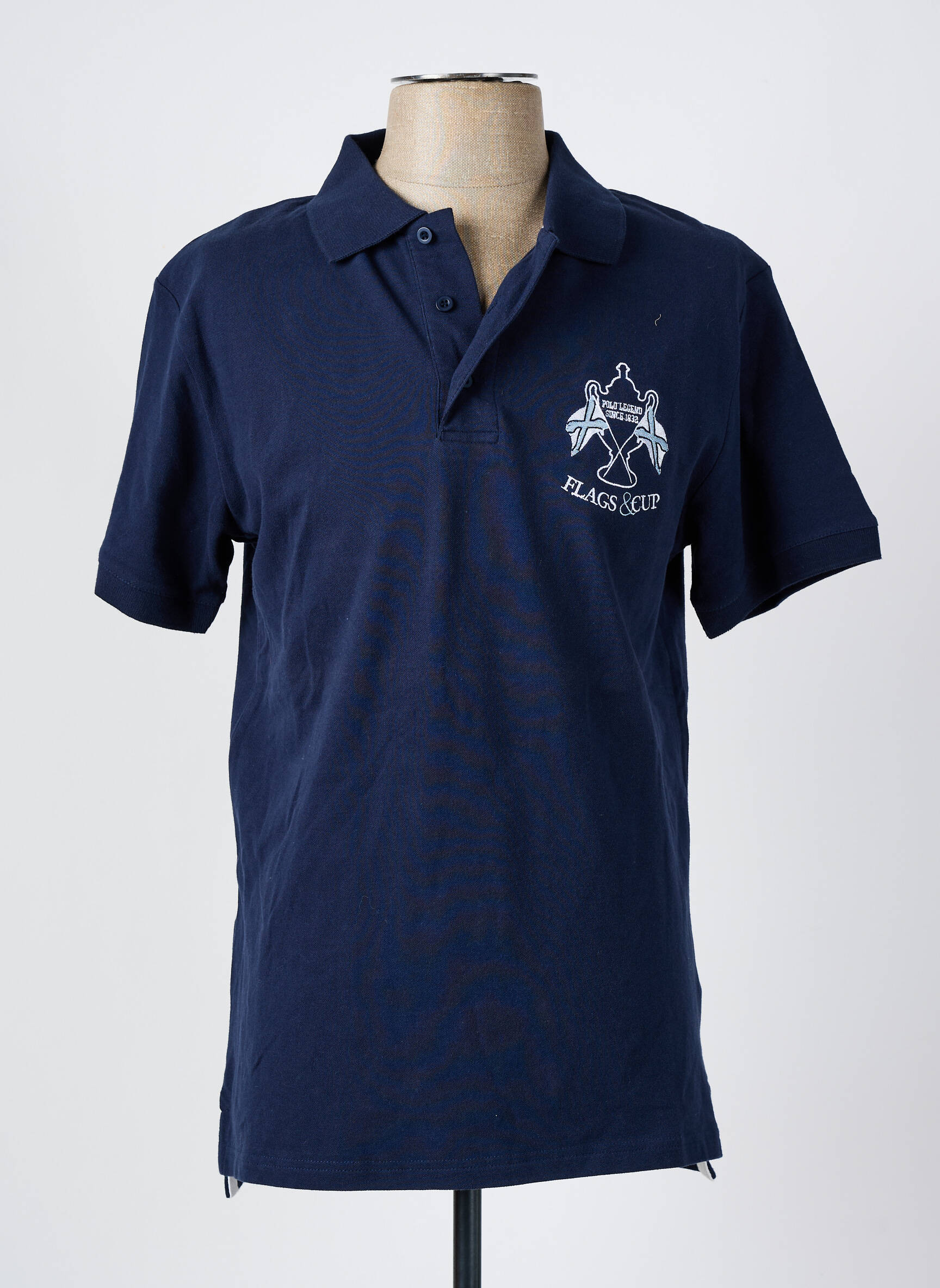 Polo tamprumas trumpas rankovės mėlyna FLAGS & CUP vyras