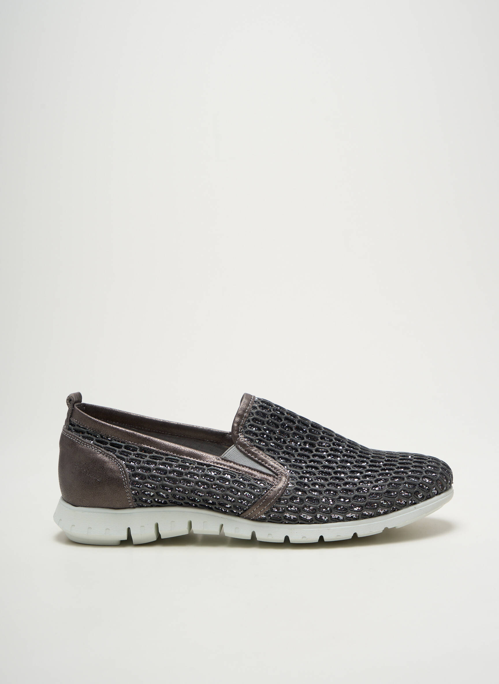 Slip-on batai blizgučių audimas, blizgus audimas plokščias kulnas iki 3 cm sidabrinė DORKING moteris
