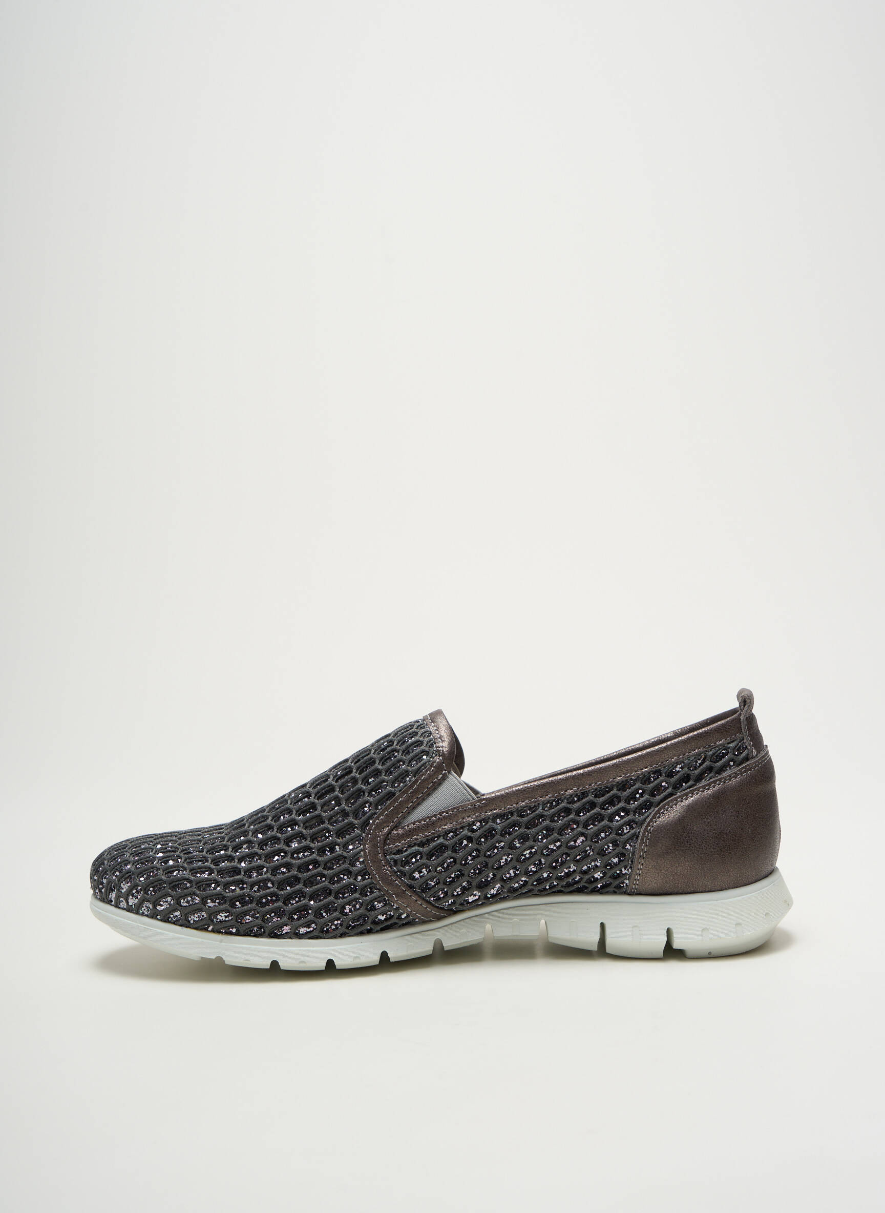 Slip-on batai blizgučių audimas, blizgus audimas plokščias kulnas iki 3 cm sidabrinė DORKING moteris