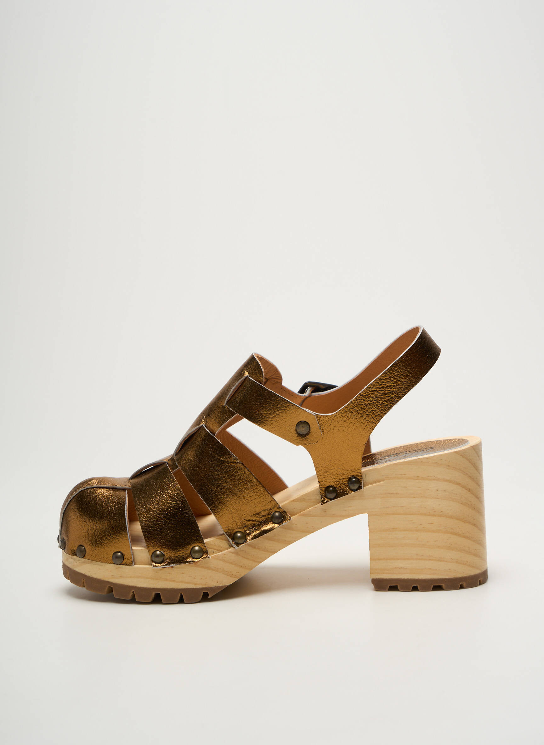 Sandalai/nu pėdos pusiau kompensuotas kulnas nuo 7 iki 9 cm auksas MINKA DESIGN moteris