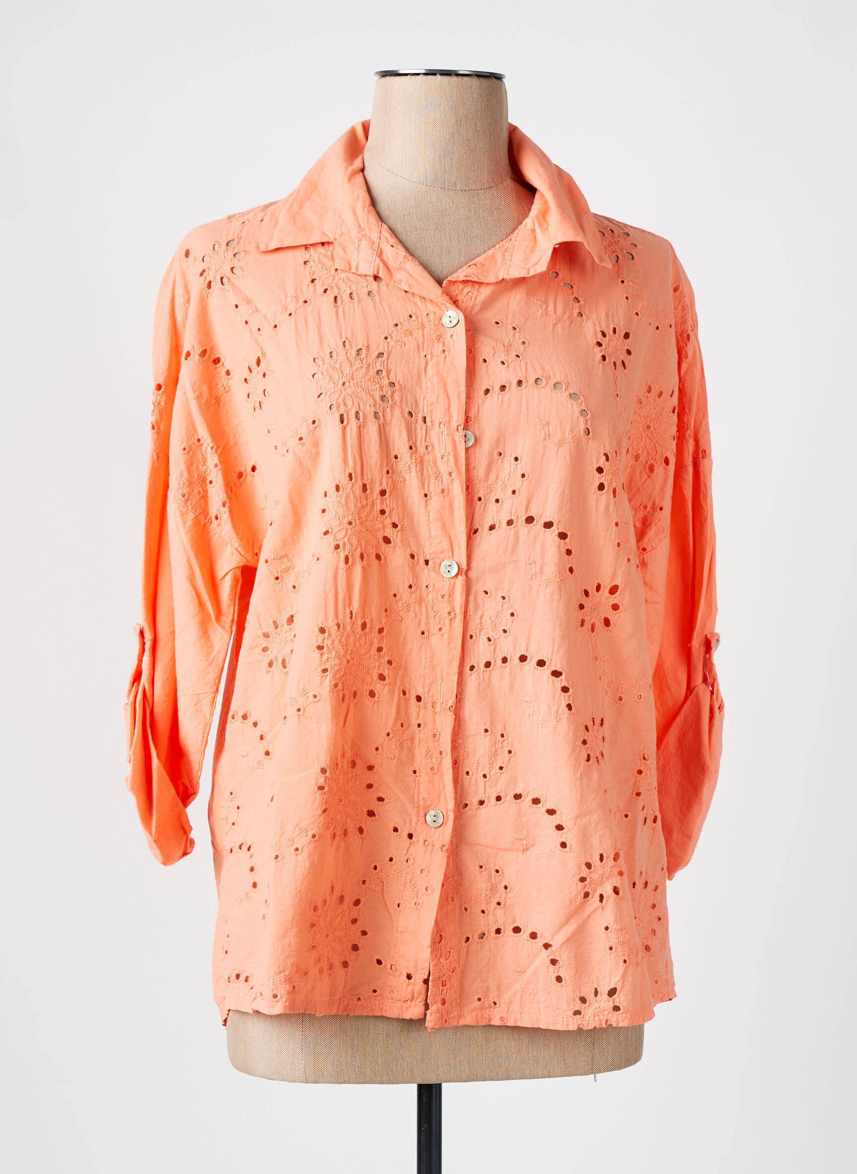 Moteriškas marškinys tiesi kirpimas 3/4 rankovės oranžinė NEW COLLECTION moteris