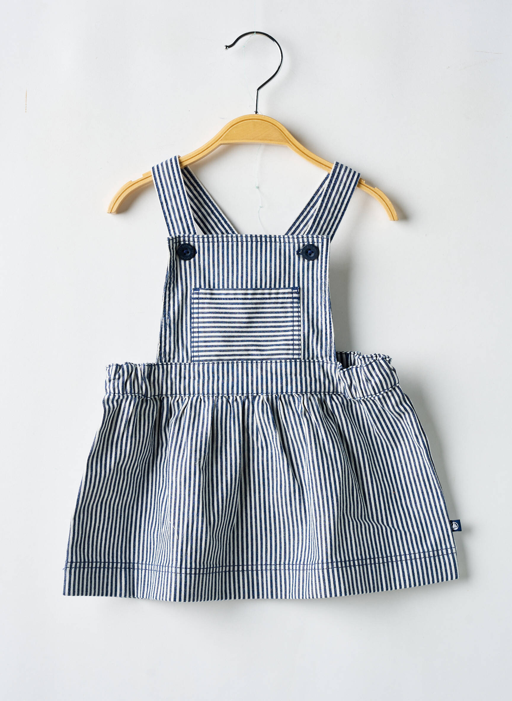 Trumpa suknelė be rankų be rankų mėlyna PETIT BATEAU mergina