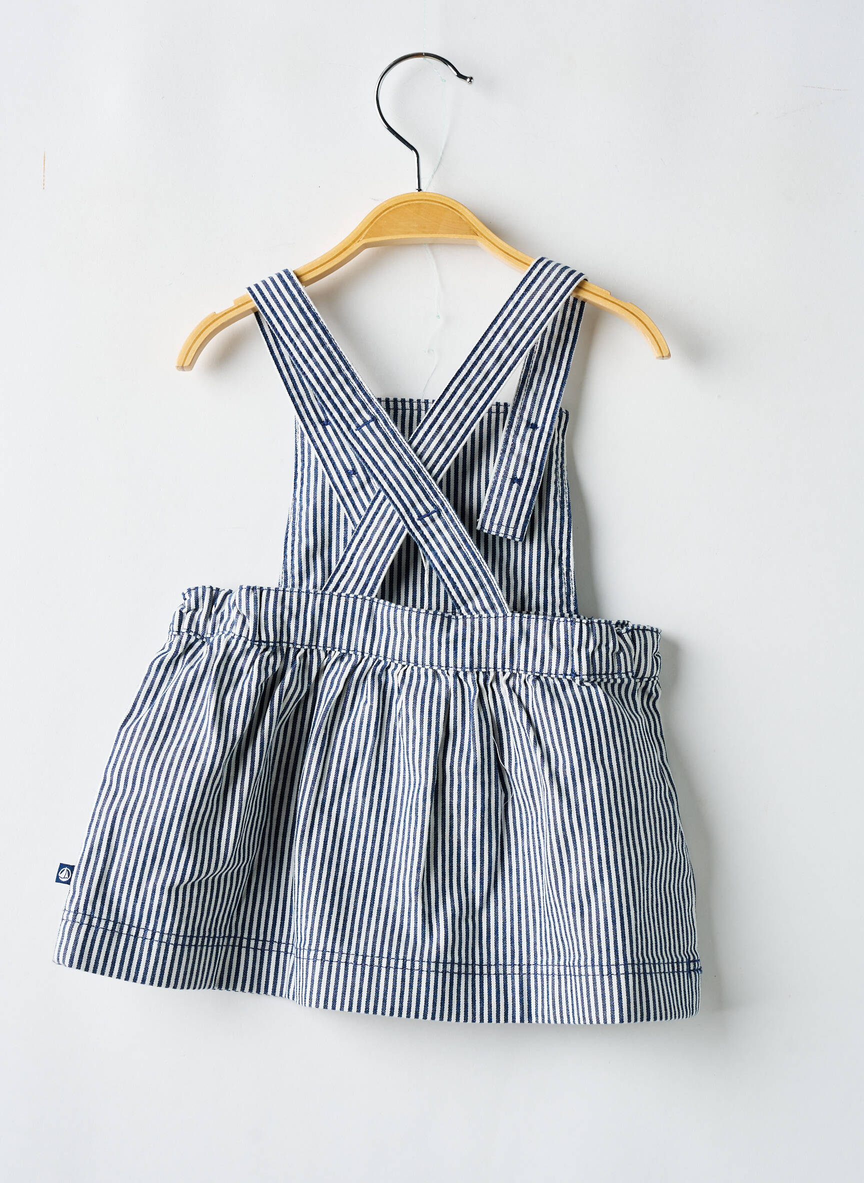 Trumpa suknelė be rankų be rankų mėlyna PETIT BATEAU mergina