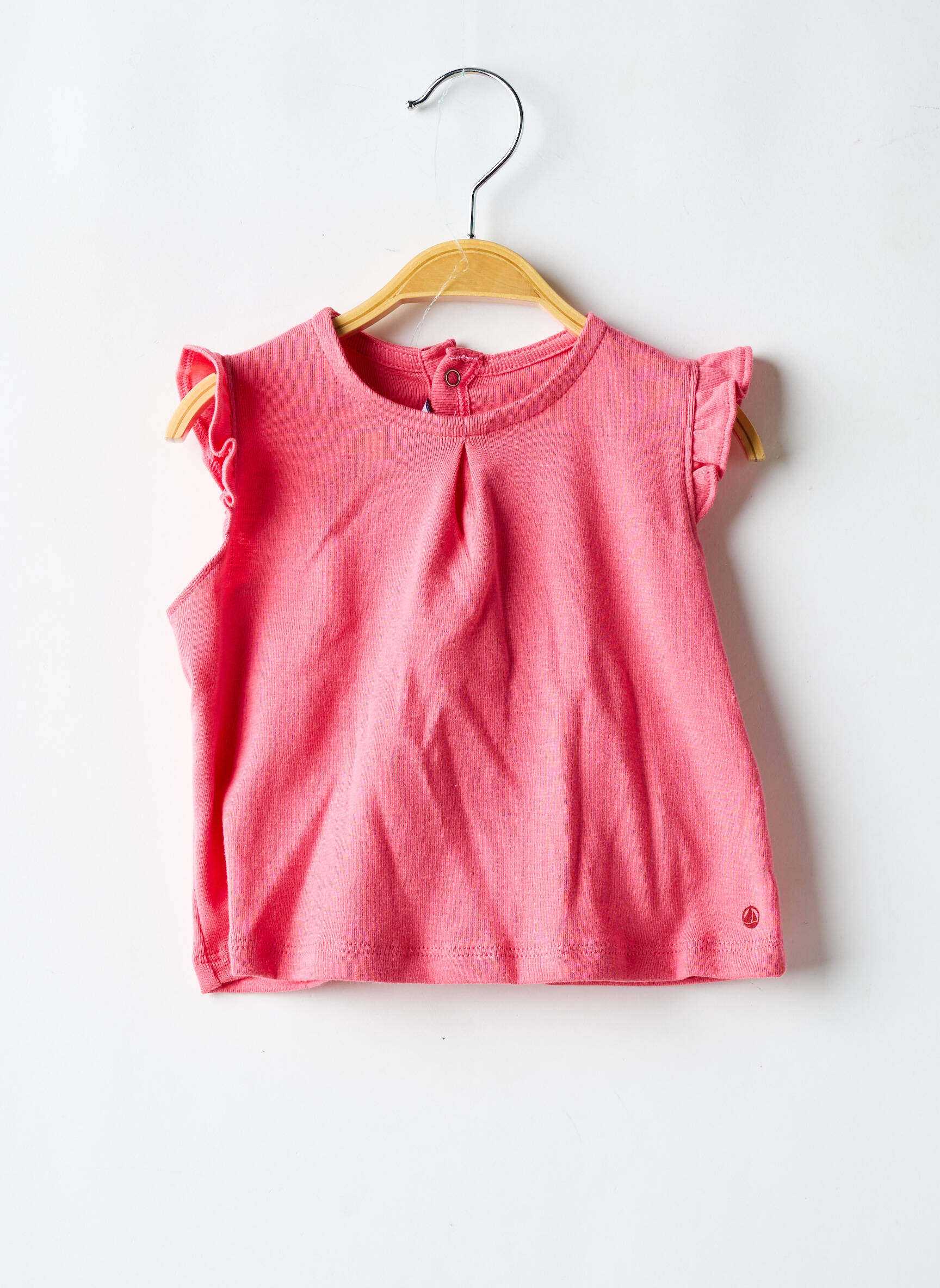 Viršūnė išplatėjusi kirpimas trumpas rankovės rožinė PETIT BATEAU mergina
