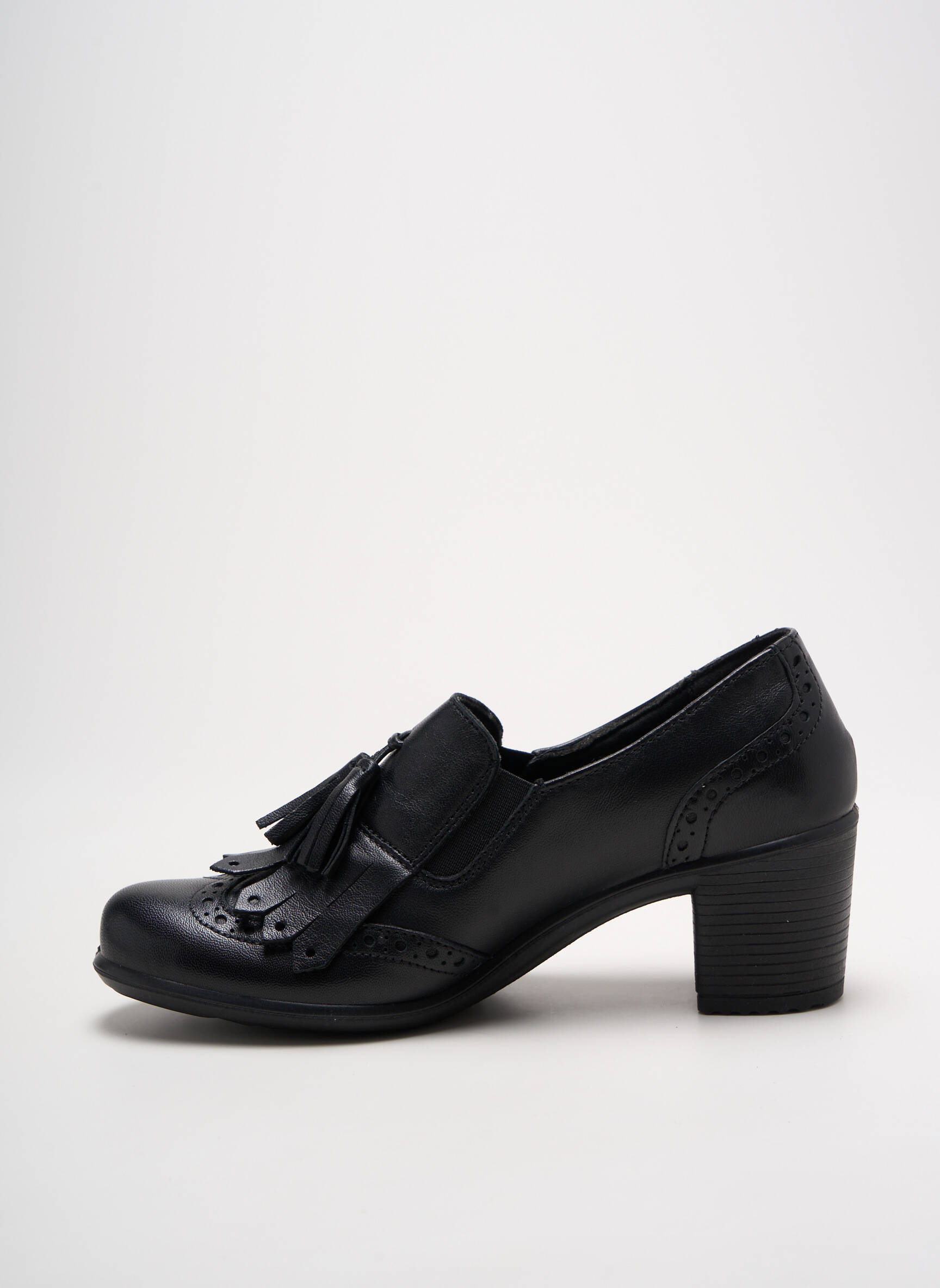 Mokasīnai satino audinys kulnas nuo 4 iki 6 cm juodas ENVAL SOFT moteris