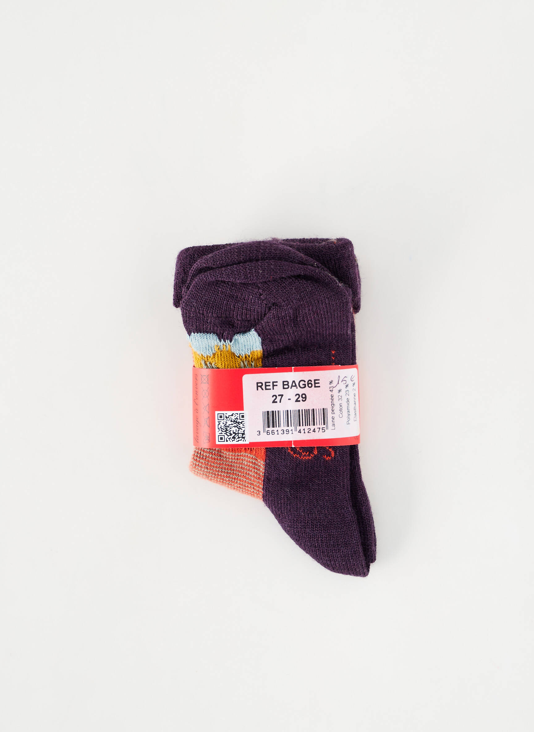 Kojinės fantazijos raštas violetinis BERTHE AUX GRANDS PIEDS vaikas