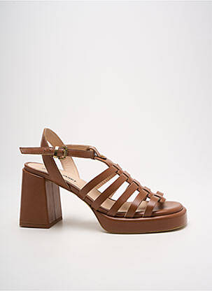 Sandalai/nu pėdos lygus medžiaga kulnas nuo 7 iki 9 cm rudas JANET & JANET moteris