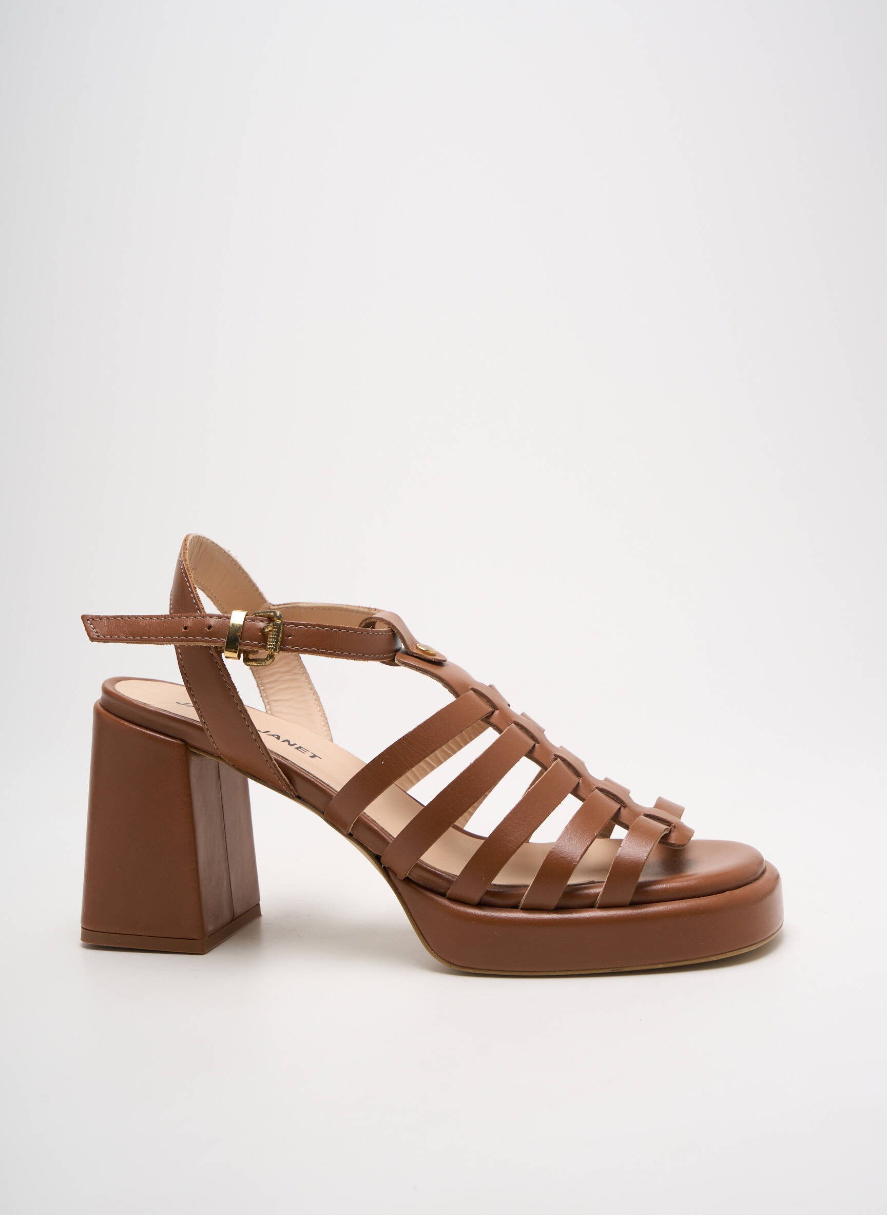 Sandalai/nu pėdos lygus medžiaga kulnas nuo 7 iki 9 cm rudas JANET & JANET moteris