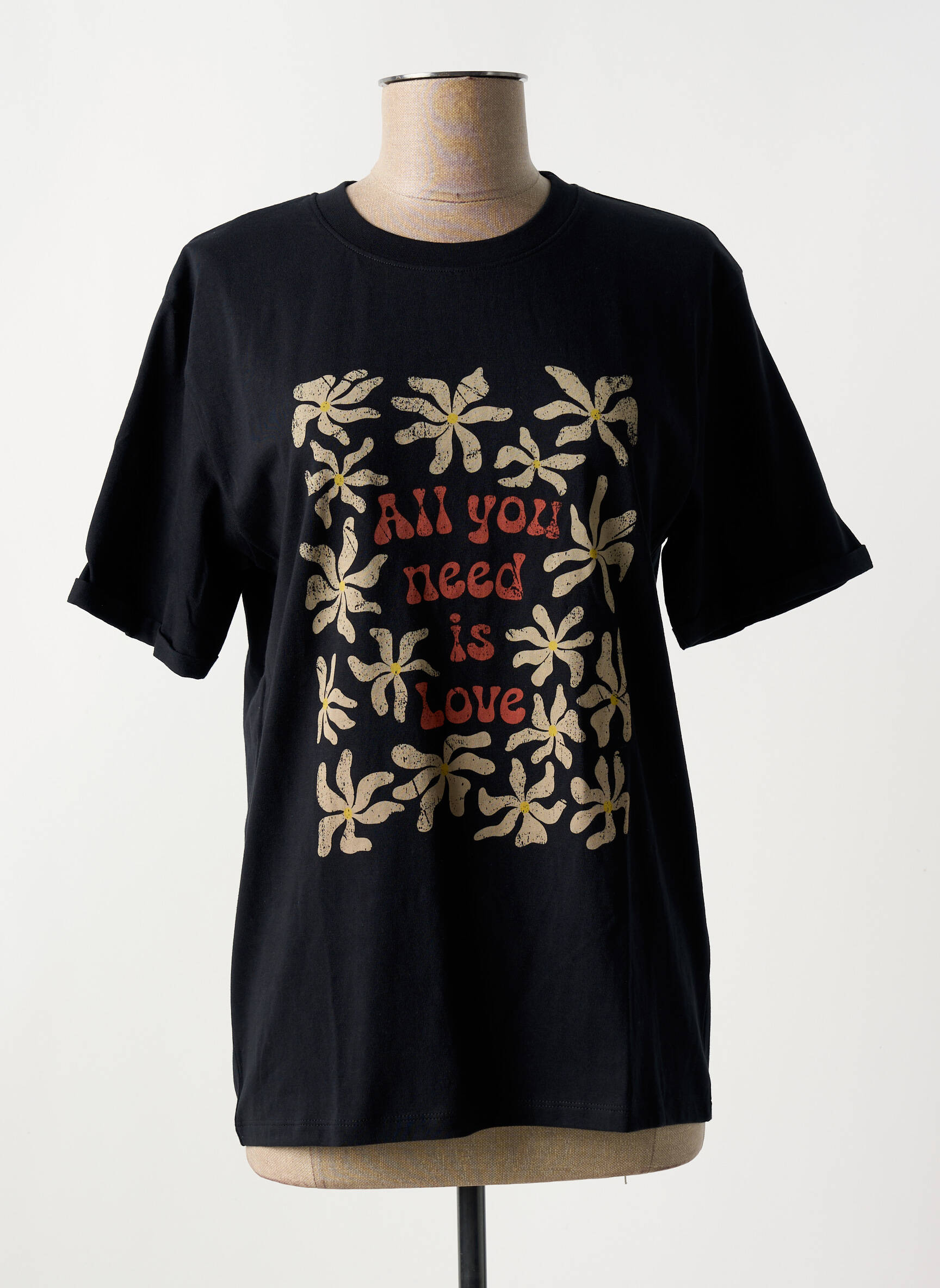 T-marškinys floqué serigrafija trumpas rankovės juodas LEE COOPER moteris