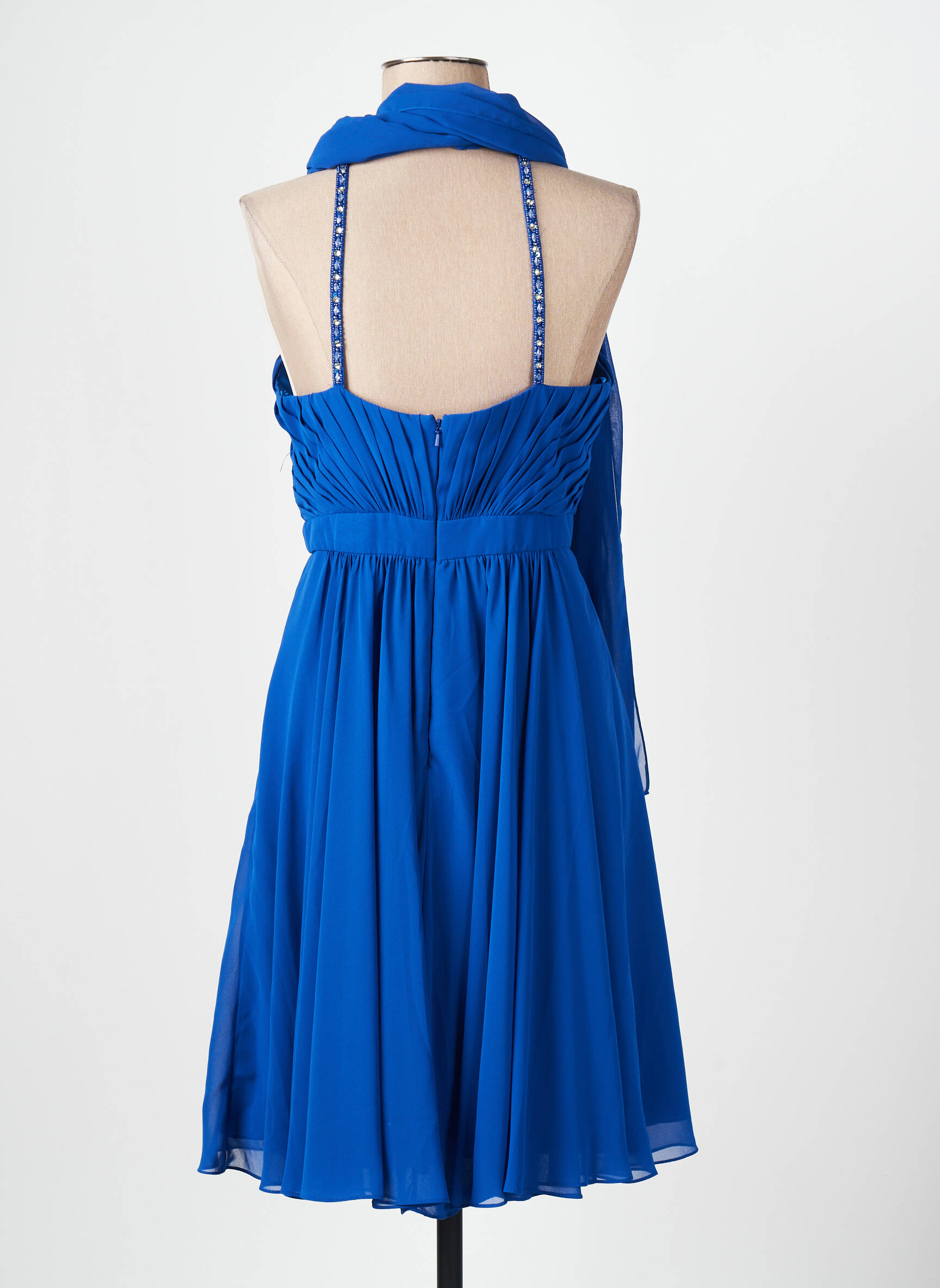 Pusilgių suknelė sklandi forma be rankų mėlyna FASHION NEW YORK moteris