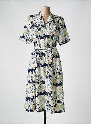 Pusilgių suknelė gėlių raštas trumpas rankovės mėlyna GUY DUBOUIS moteris