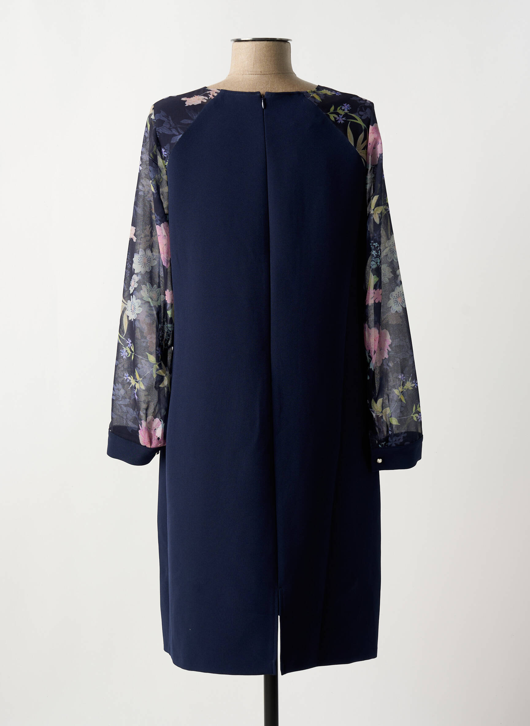 Pusilgių suknelė gėlių raštas ilgos rankovės mėlyna IMPULSION moteris