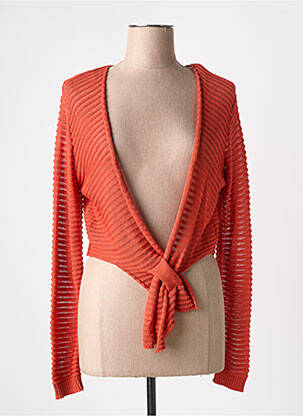 Ilgų rankovių liemenė centrinė iškirptė oranžinė COULEURS DU TEMPS moteris