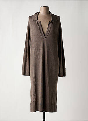 Megztinė suknelė tiesi kirpimas ilgos rankovės rudas MASAI moteris