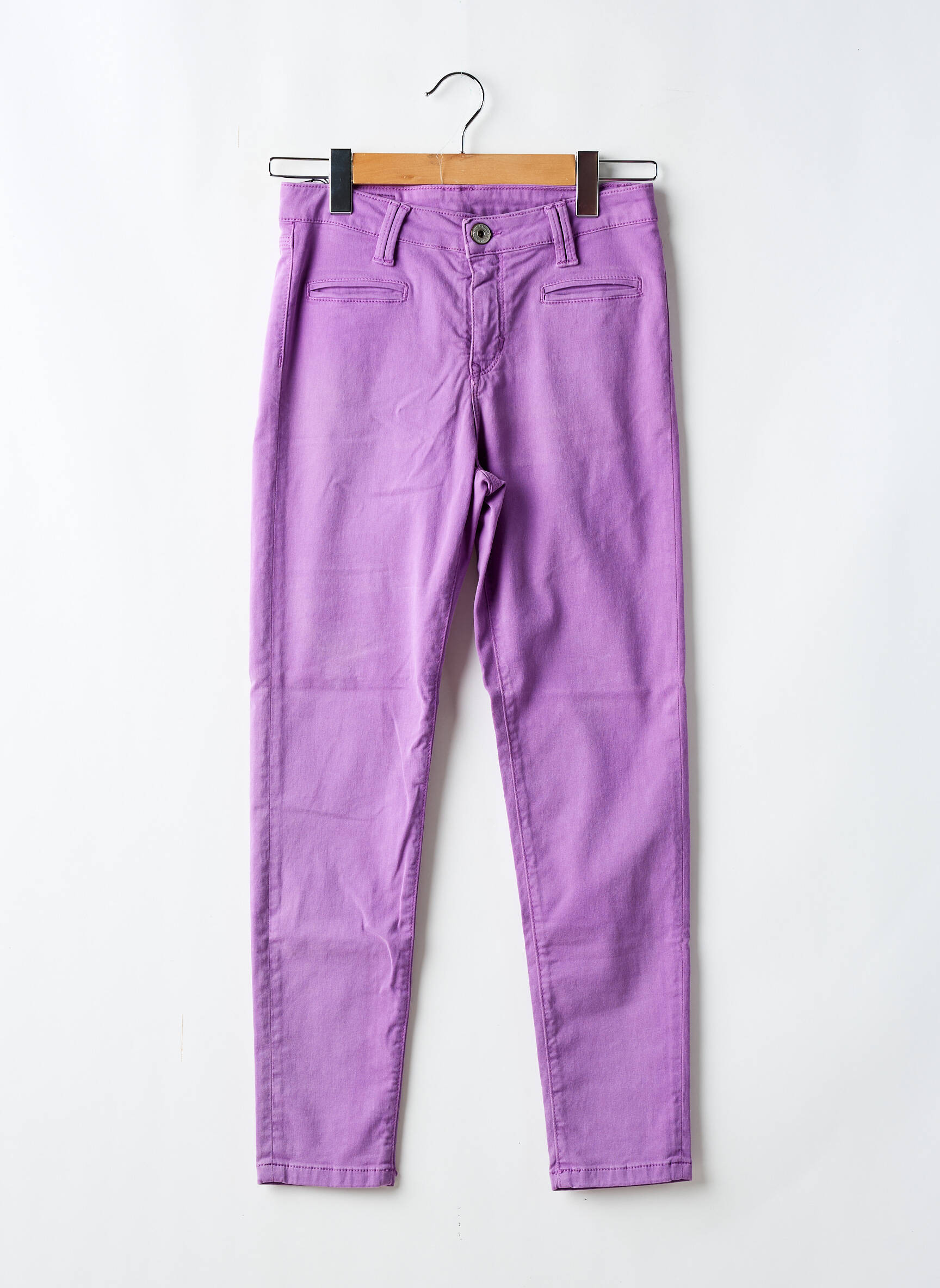Lieknos kelnės popelinos audinys, kuris pasižymi lygiu ir tankiu paviršiumi. normala dydis violetinis DENIM STUDIO moteris