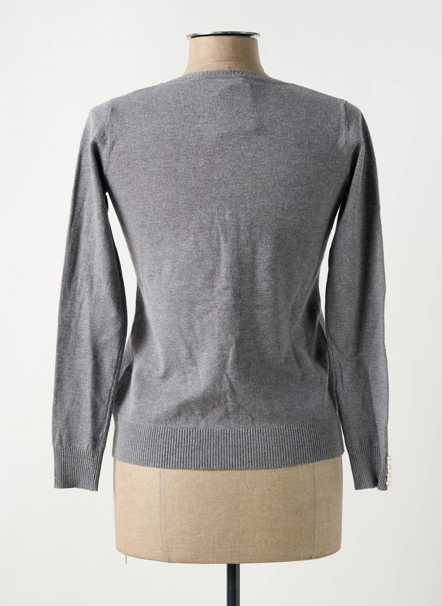 Ilgų rankovių liemenė apvalus kaklas pilka CASHMERE COMPANY moteris