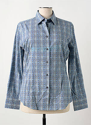 Moteriškas marškinys centrinė iškirptė ilgos rankovės mėlyna COTON DOUX moteris