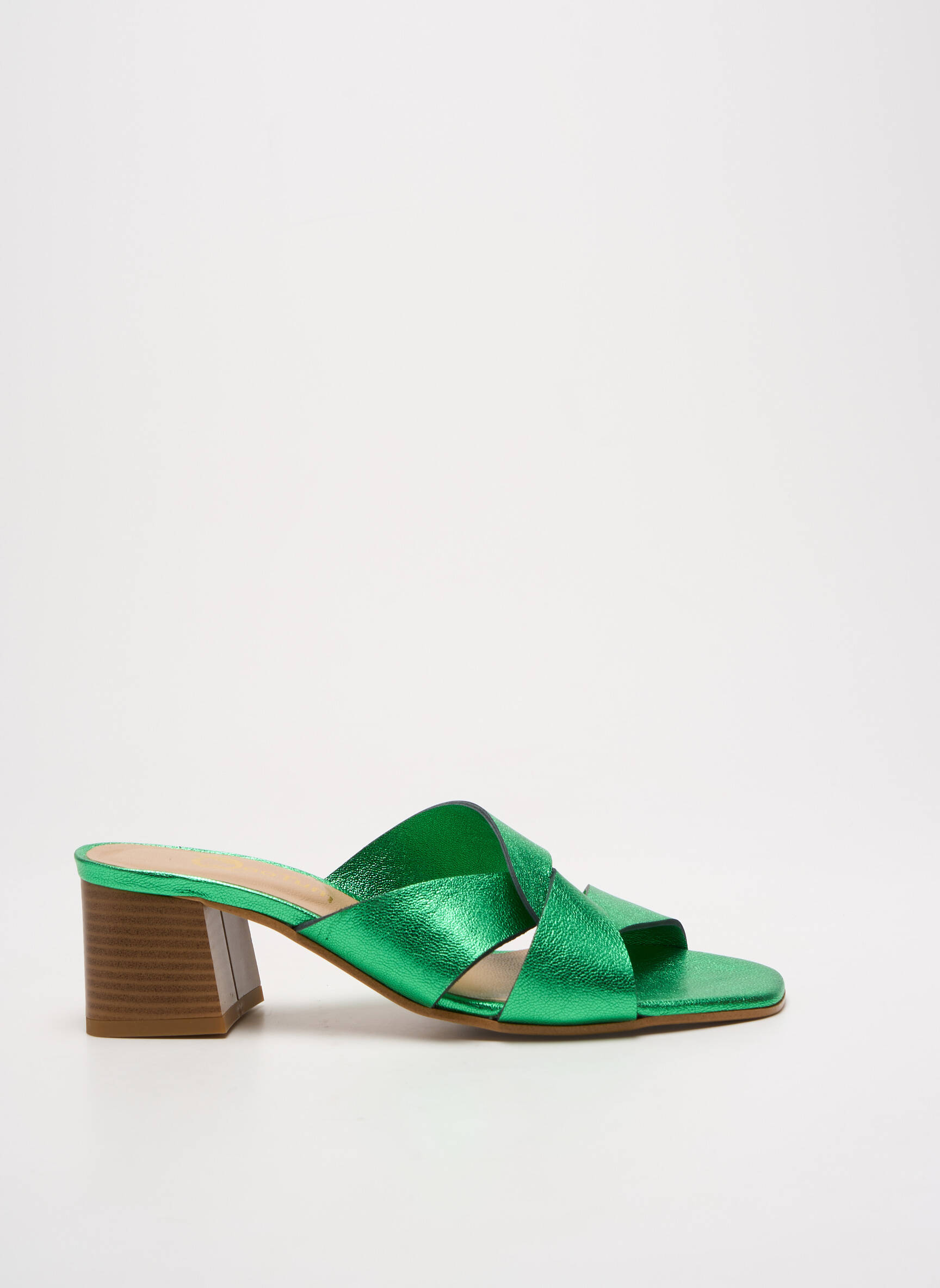 Mule/sabotai lygus audinys kulnas nuo 4 iki 6 cm žalias QOO TUM moteris