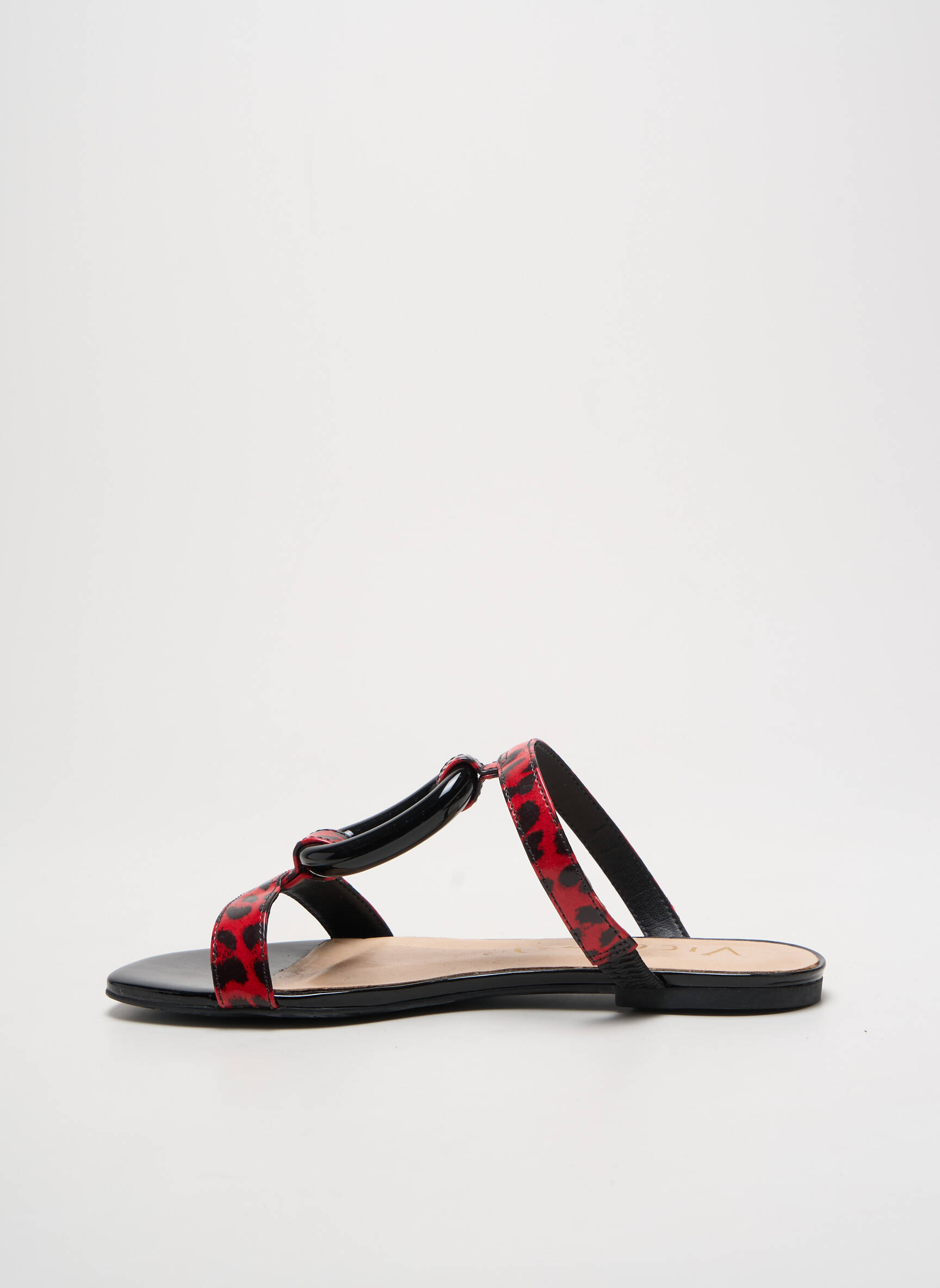 Mule/sabotai satino audinys plokščias kulnas iki 3 cm raudona VICENZA moteris