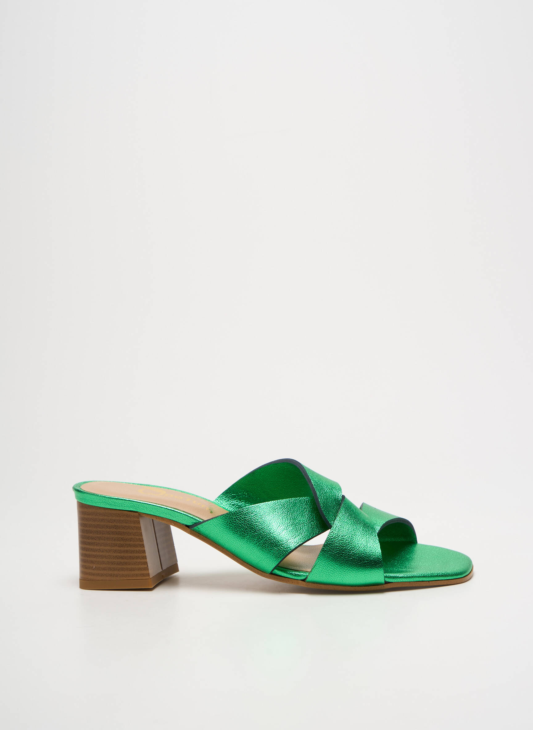 Mule/sabotai lygus audinys kulnas nuo 4 iki 6 cm žalias QOO TUM moteris