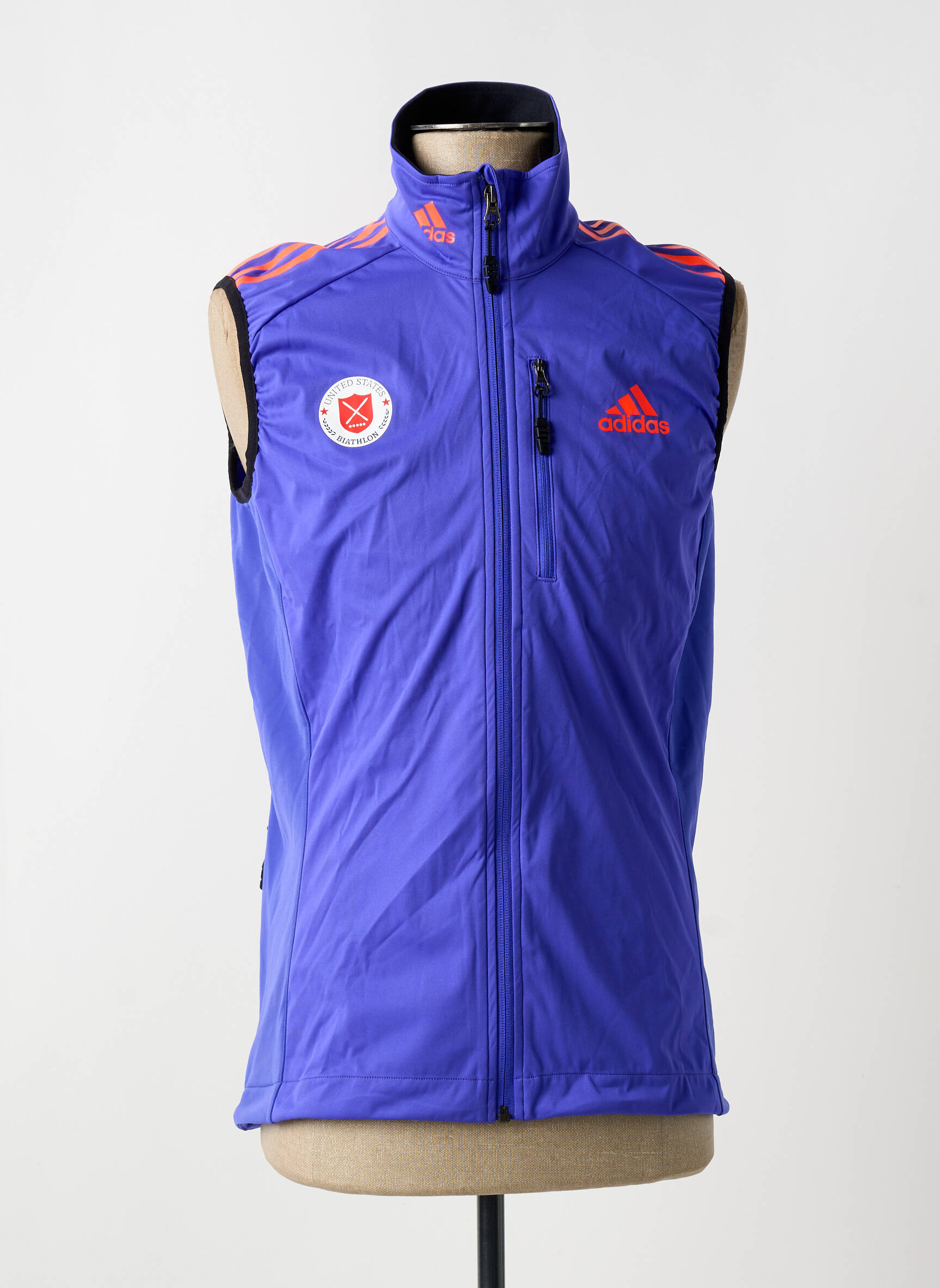 Pūkinė striukė aukšta apykaklė be gobtuvų mėlyna ADIDAS berniukas