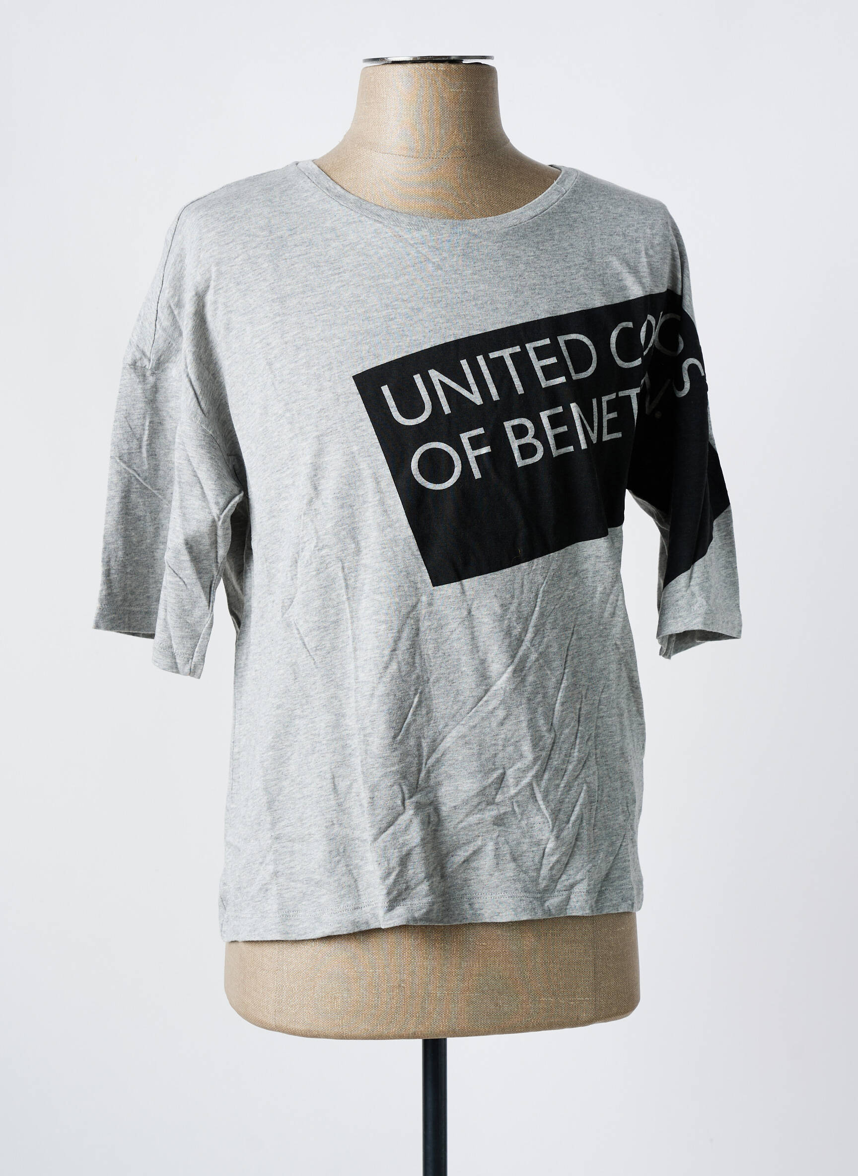 T-marškinys tiesi kirpimas trumpas rankovės pilka UNITED COLORS OF BENETTON vyras