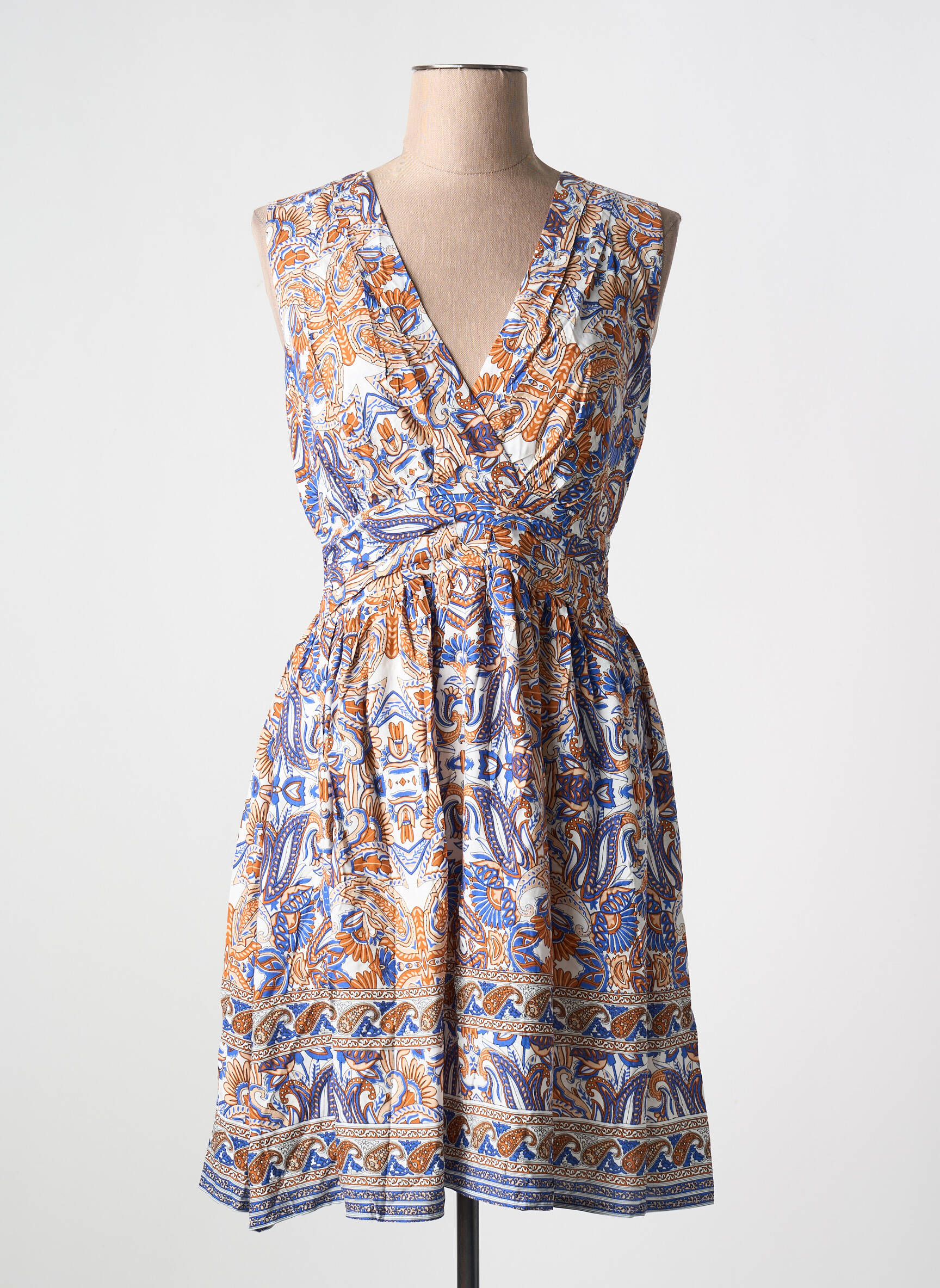 Pusilgių suknelė gėlių raštas be rankų mėlyna HF WOMAN COLLECTION moteris