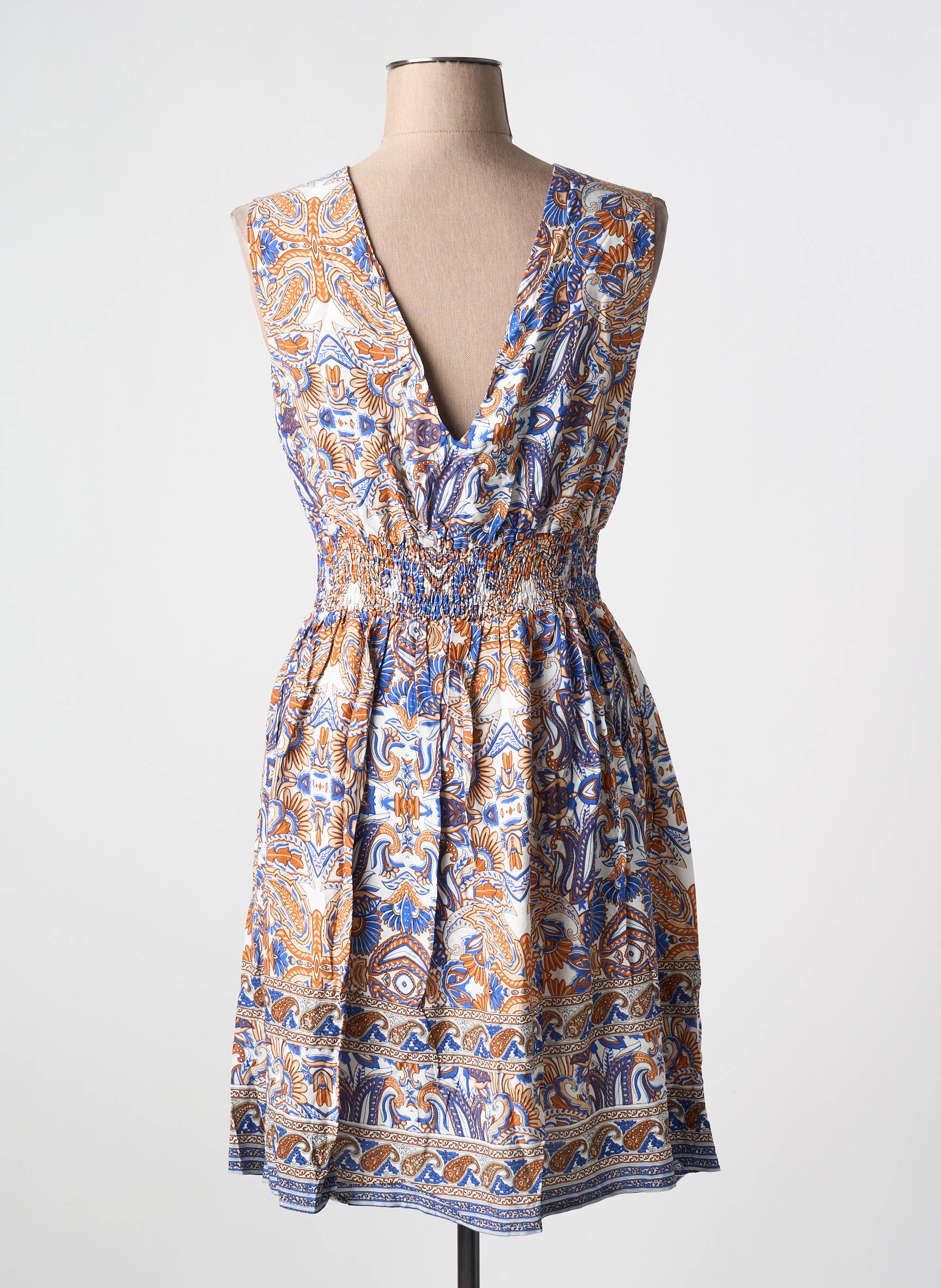 Pusilgių suknelė gėlių raštas be rankų mėlyna HF WOMAN COLLECTION moteris