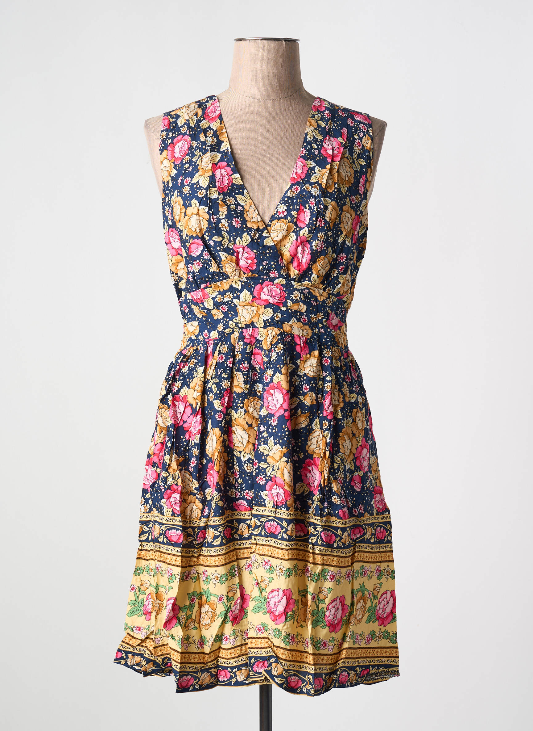 Pusilgių suknelė gėlių raštas be rankų mėlyna HF WOMAN COLLECTION moteris