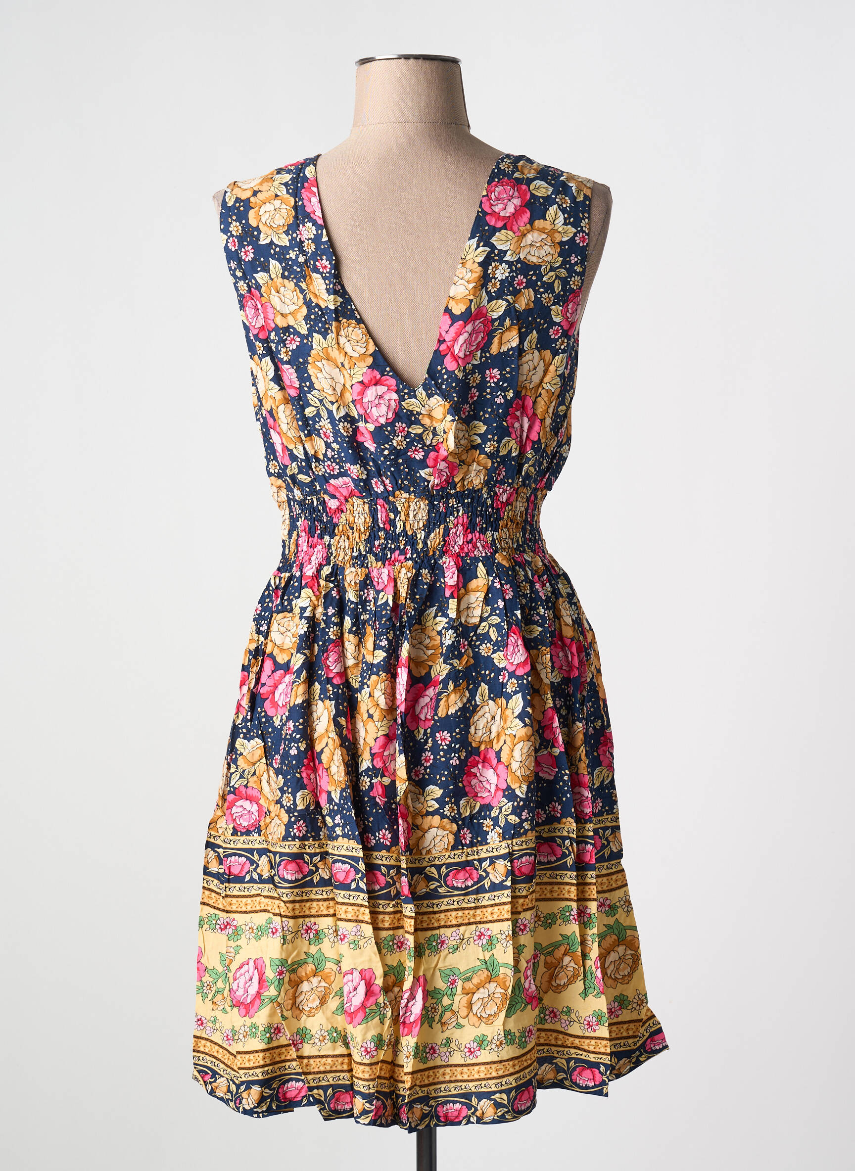 Pusilgių suknelė gėlių raštas be rankų mėlyna HF WOMAN COLLECTION moteris