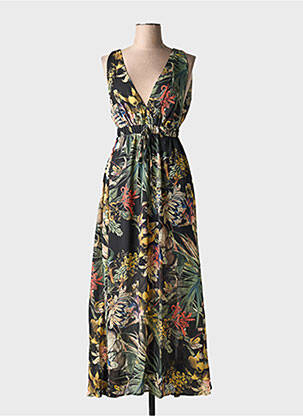 Ilga suknelė gėlių raštas be rankų juodas HF WOMAN COLLECTION moteris