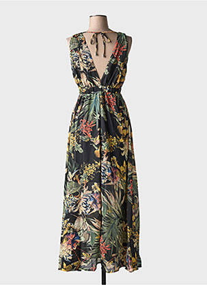 Ilga suknelė gėlių raštas be rankų juodas HF WOMAN COLLECTION moteris