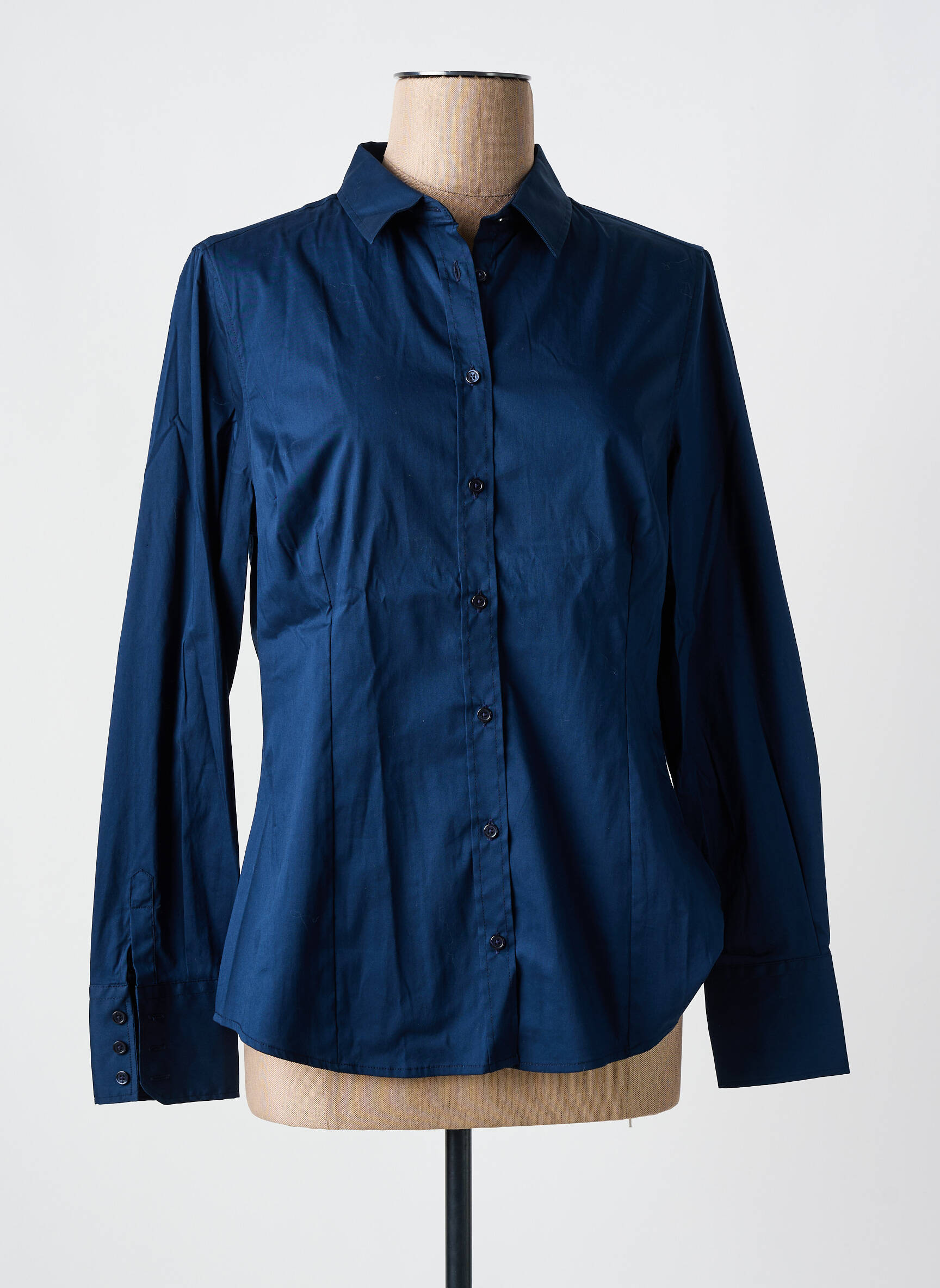 Moteriškas marškinys centrinė iškirptė ilgos rankovės mėlyna TRUSSARDI JEANS moteris